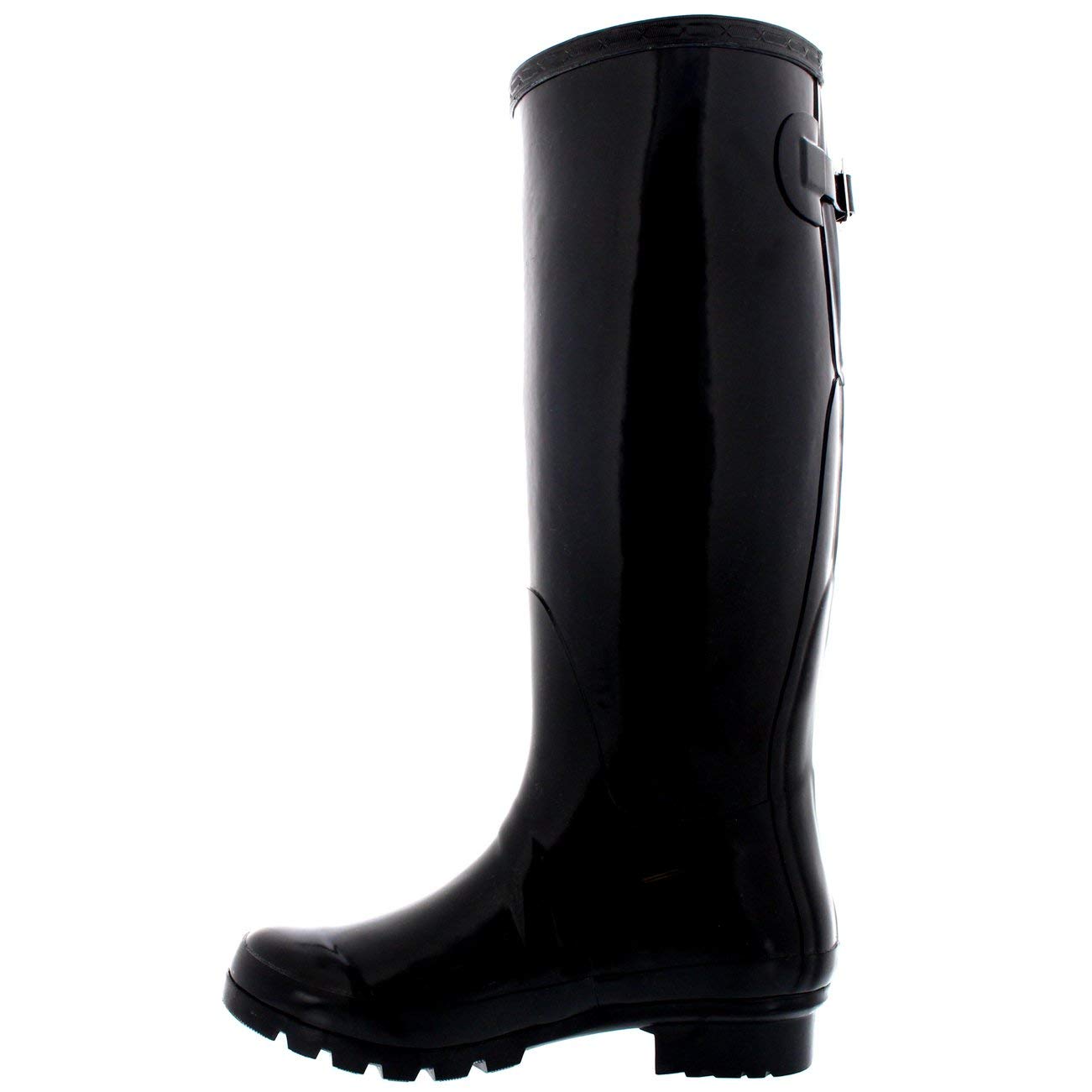Women's Adjustable Back Tall Gloss Winter Snow Rain Boots - Waterproof Wellington Boots for Women - Perfect for Snowy Days, Rainy Weather & Outdoor Adventures