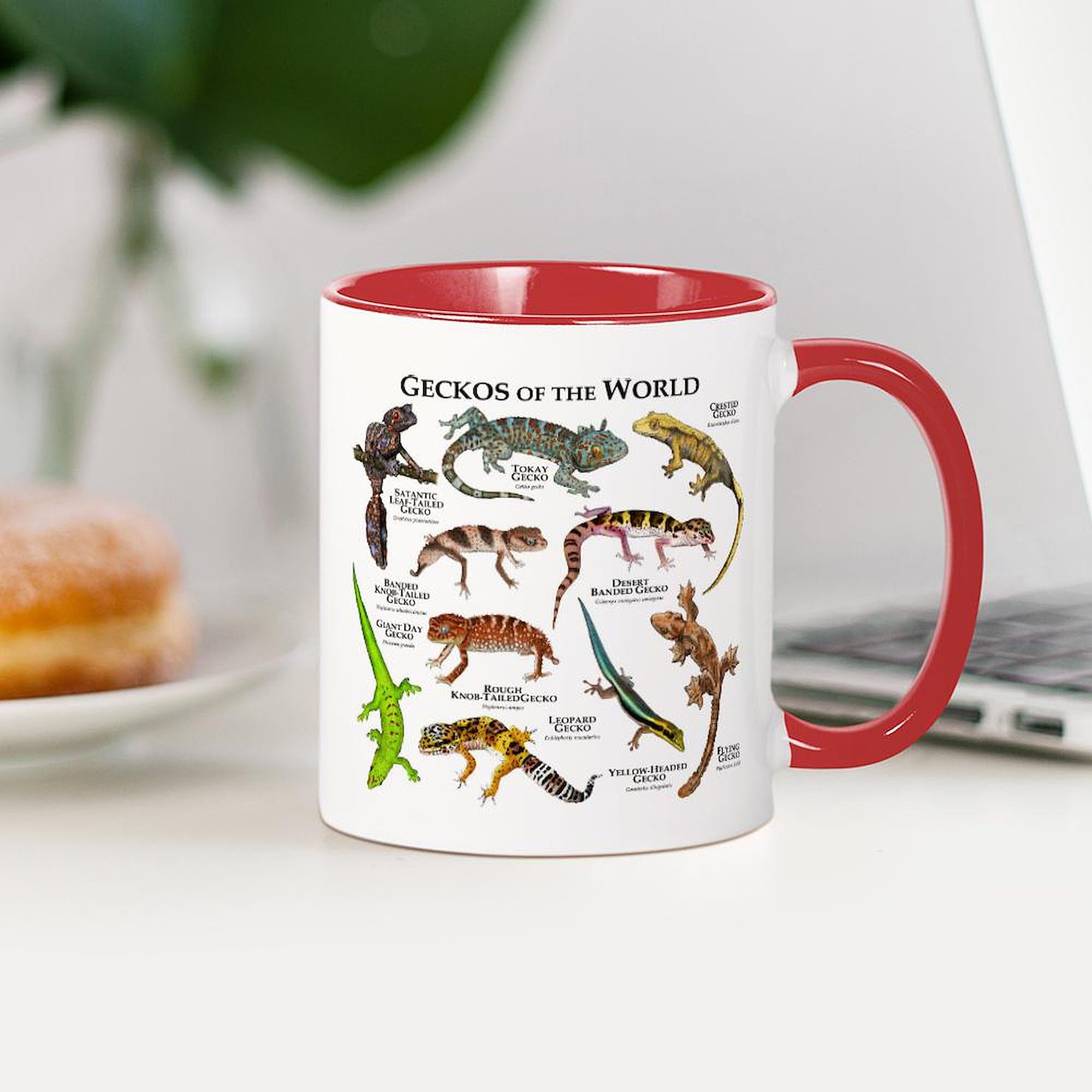 Geckos Of The World 11 oz Ceramic Coffee Mug (325ml) - Funny Lizard Design for Tea & Hot Drinks - Perfect Gift for Reptile Lovers & Office Use