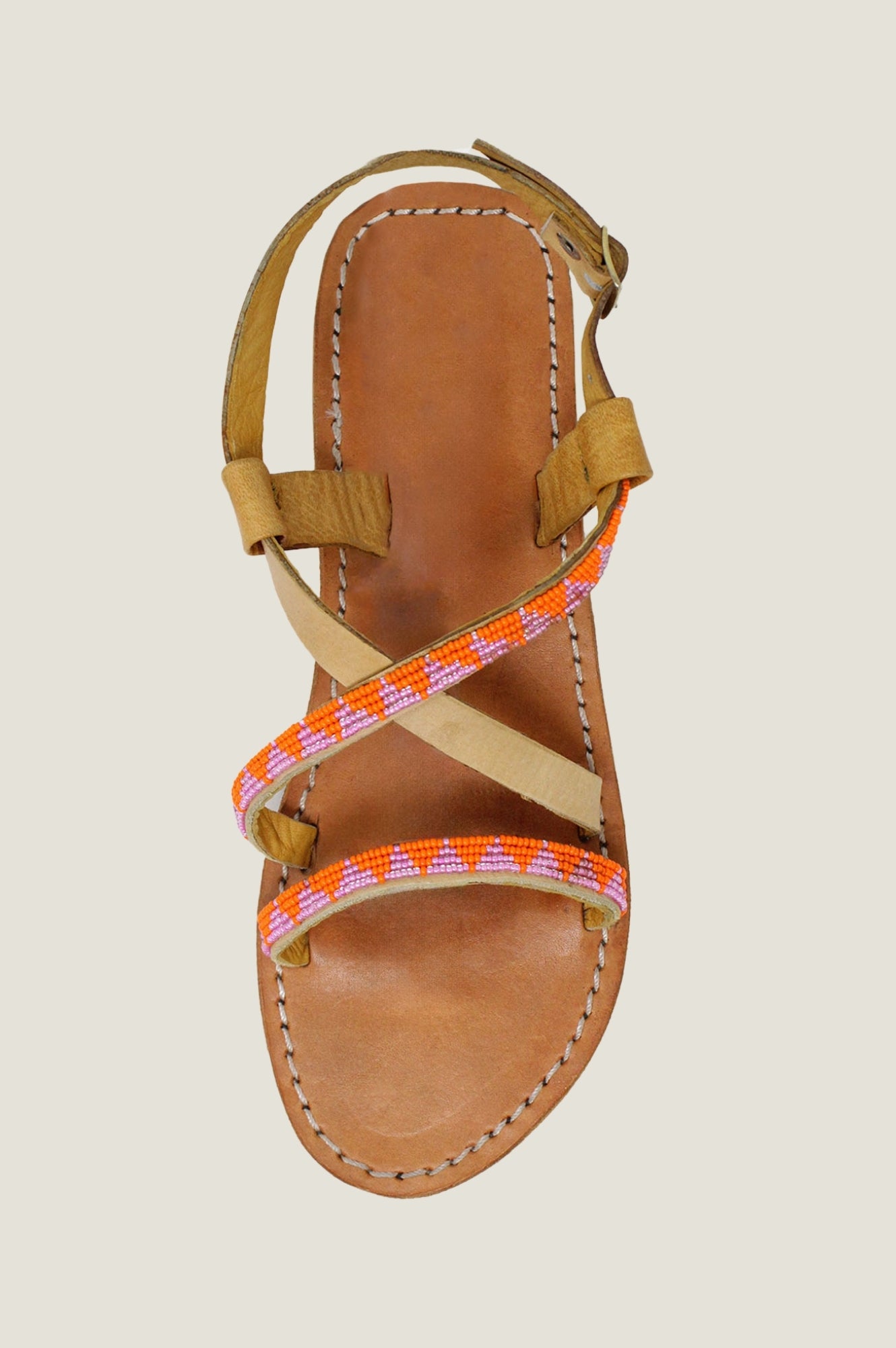 Lara Leather Sandals for Women - Comfortable Pink & Orange Strappy Sandals | Perfect for Summer, Beach, and Casual Outings