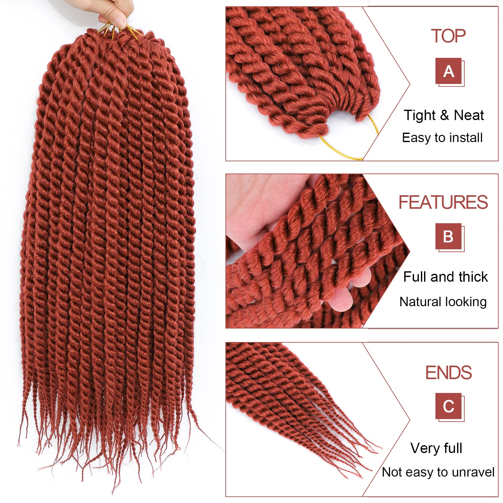 Admutty Havana Twist Crochet Hair - 22 Inch 6 Packs Jumbo Senegalese Twist Crochet Braids (350#) - Natural Looking Protective Style for Black Women | Perfect for Daily Wear, Parties & Special Occasions