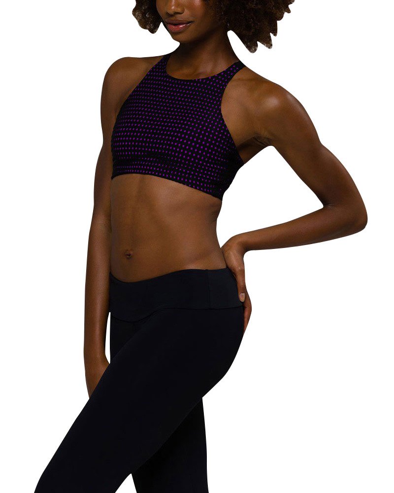 Onzie Flow Heart Bra 3082 - Electric Purple Peep Mesh Yoga Sports Bra for Women - Small/Medium - Perfect for Yoga, Pilates & Gym Workouts