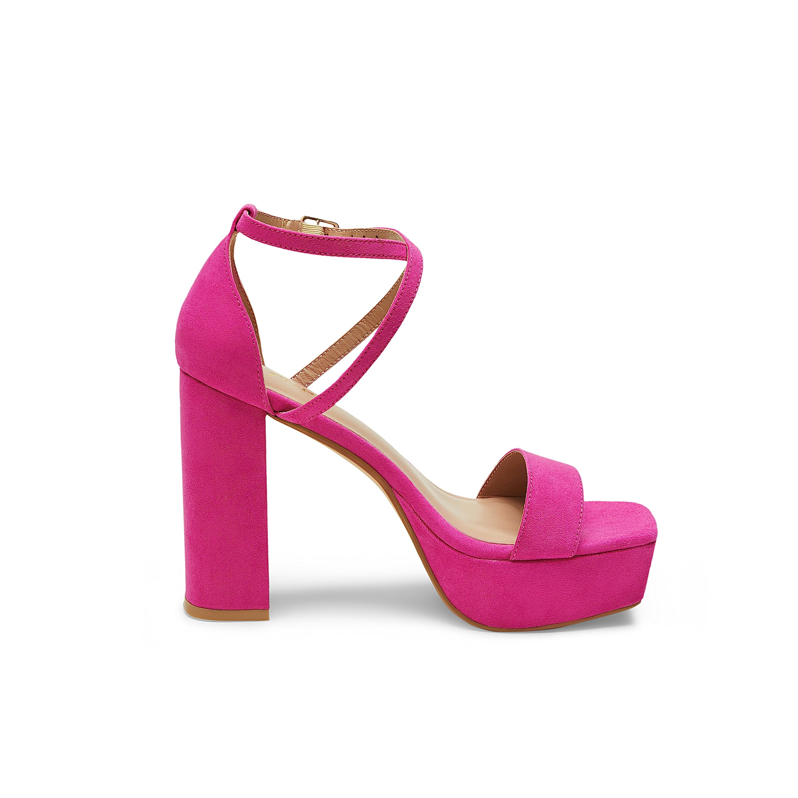 Arromic Women's Chunky Heel Sandals - 4.5 Inch Platform Open Toe Strappy Pumps in Pink, Gold, White, Black & Nude | Y2K Fashion Party Wedding Dress Shoes for Women | Perfect for Night Out, Club, Date & Special Occasions