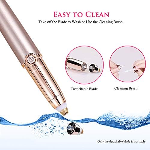 Painless Eyebrow Razor & Trimmer for Women - USB Rechargeable Eyebrow Epilator Pen with LED Light & Cleaning Brush - Precise Eyebrow Hair Remover for Home & Travel Use