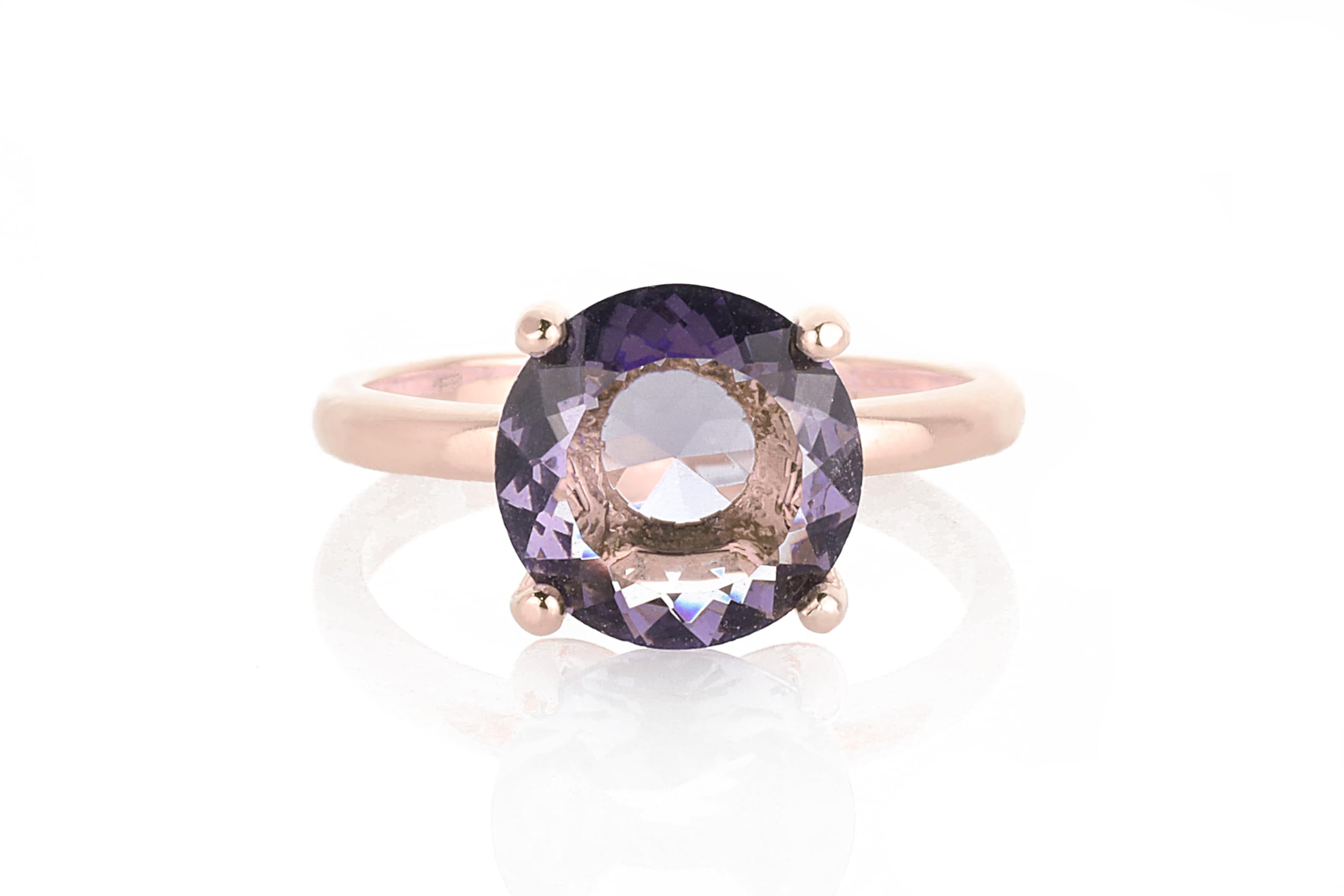 14K Rose Gold Amethyst Ring for Women - February Birthstone Jewelry with Prong Setting - Elegant Engagement & Promise Ring - Perfect for Valentine's Day, Anniversary & Special Occasions