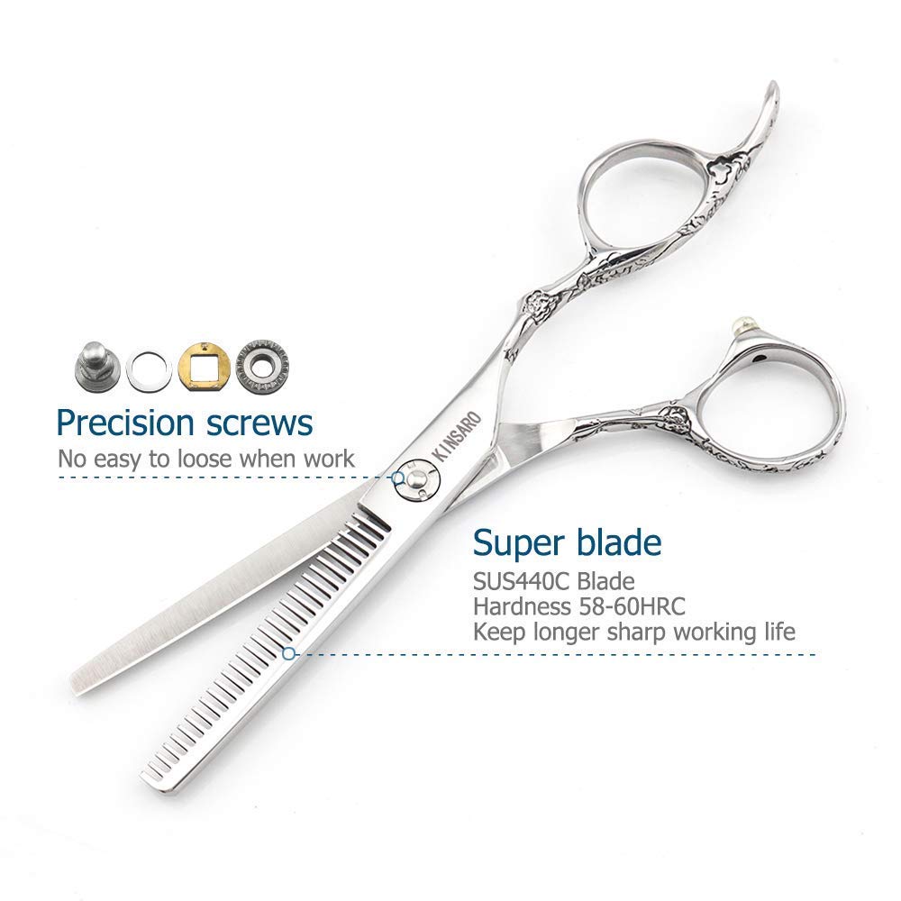 Professional 6 Inch Hair Cutting Scissors & Thinning Shears Set - Barber Stylist Tools for Precision Haircuts & Texturizing | Salon & Home Use