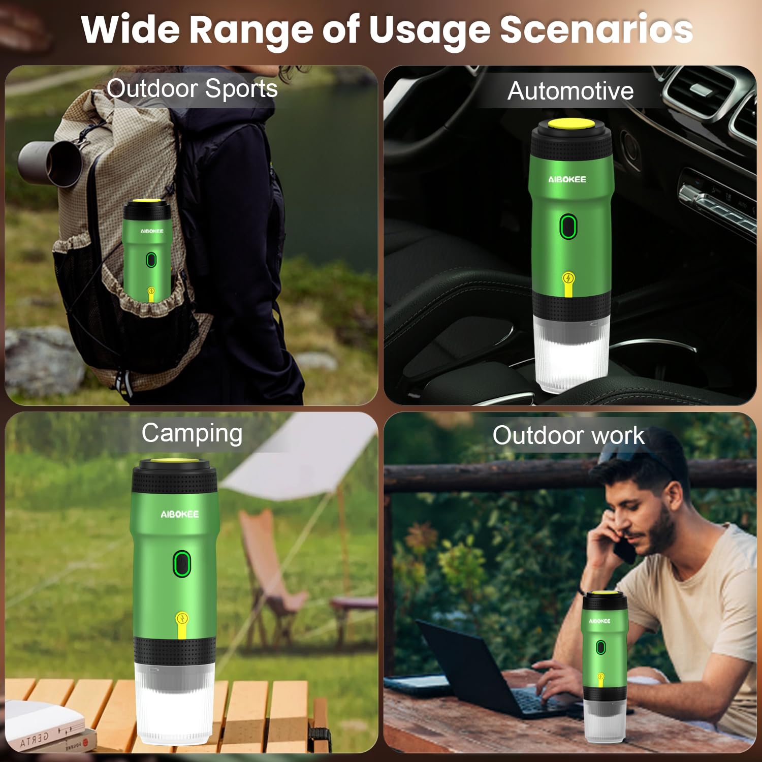 Portable Electric Espresso Machine - USB Powered Travel Coffee Maker for Camping, Hiking, RV & Office - Compact 3-in-1 Coffee Brewer Works with 8g Coffee Powder, Nespresso & Small Capsules - Perfect for Outdoor Adventures, Road Trips & Workspaces