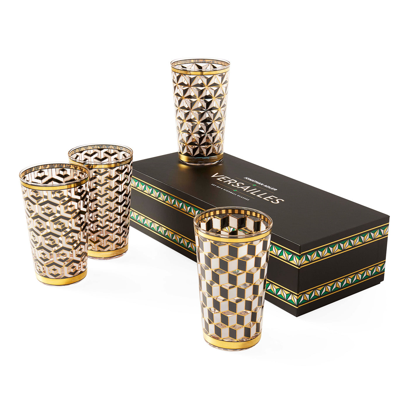 Versailles Highball Glass Set - 12 oz Crystal Clear Drinking Glasses for Cocktails, Whiskey, and Iced Tea - Perfect for Home Bar, Parties, and Gifts