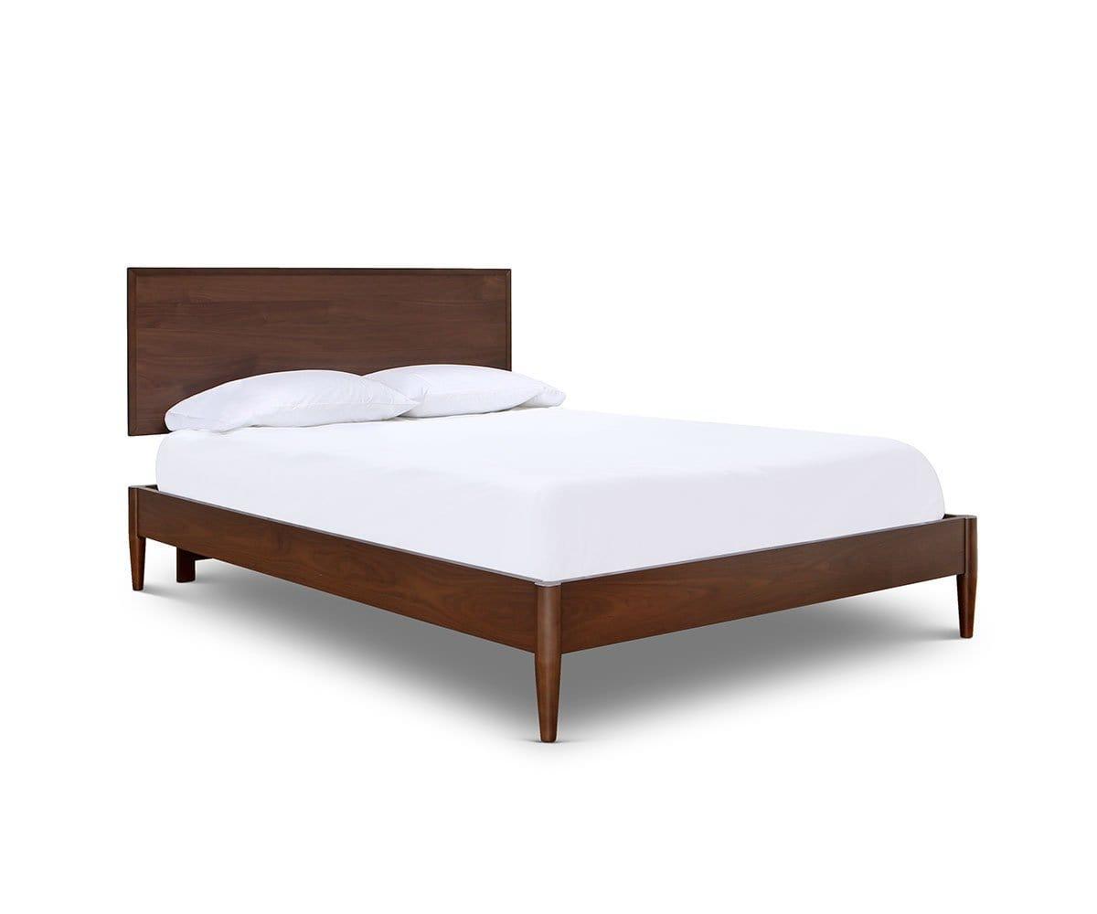 Juneau Panel Bed - Queen Size Upholstered Platform Bed Frame with Wooden Headboard - Modern Bedroom Furniture for Home Decor & Guest Room Setup