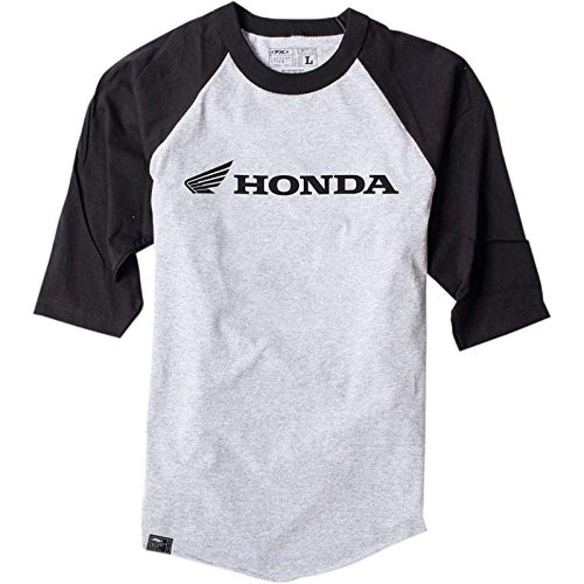 Factory Effex 'HONDA' Raglan Baseball Shirt - Vintage Style Motorcycle Tee for Men & Women - Perfect for Bikers, Racing Fans & Casual Wear