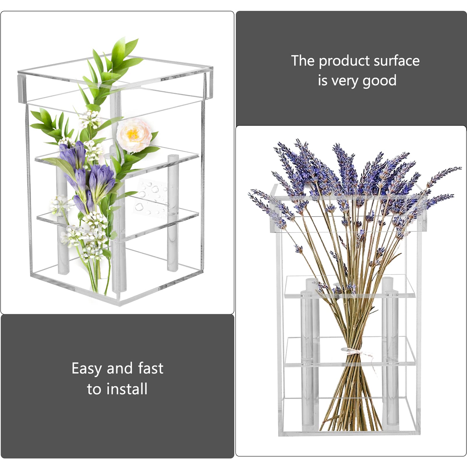 Hemoton Acrylic Flower Box for Desktop Decor & Gifts