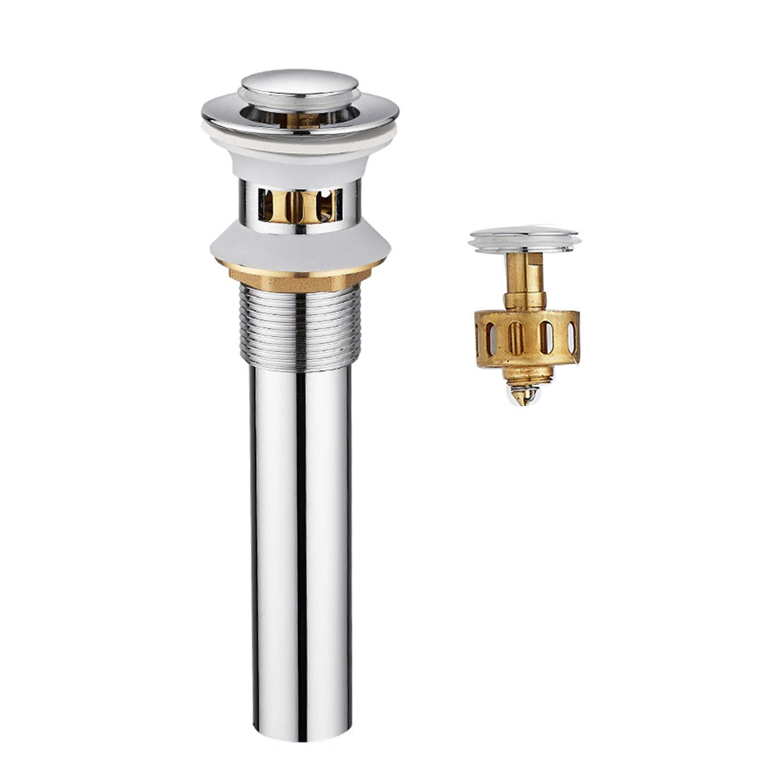 Universal Bathroom Sink Stopper - Pop Up Drain with Overflow, Detachable Strainer Basket for Vessel Sink & Lavatory Vanity (1.61-1.96 Inch Drain Hole, Copper Finish) - Perfect for Modern Bathrooms, Kitchen Sinks & Home Renovations