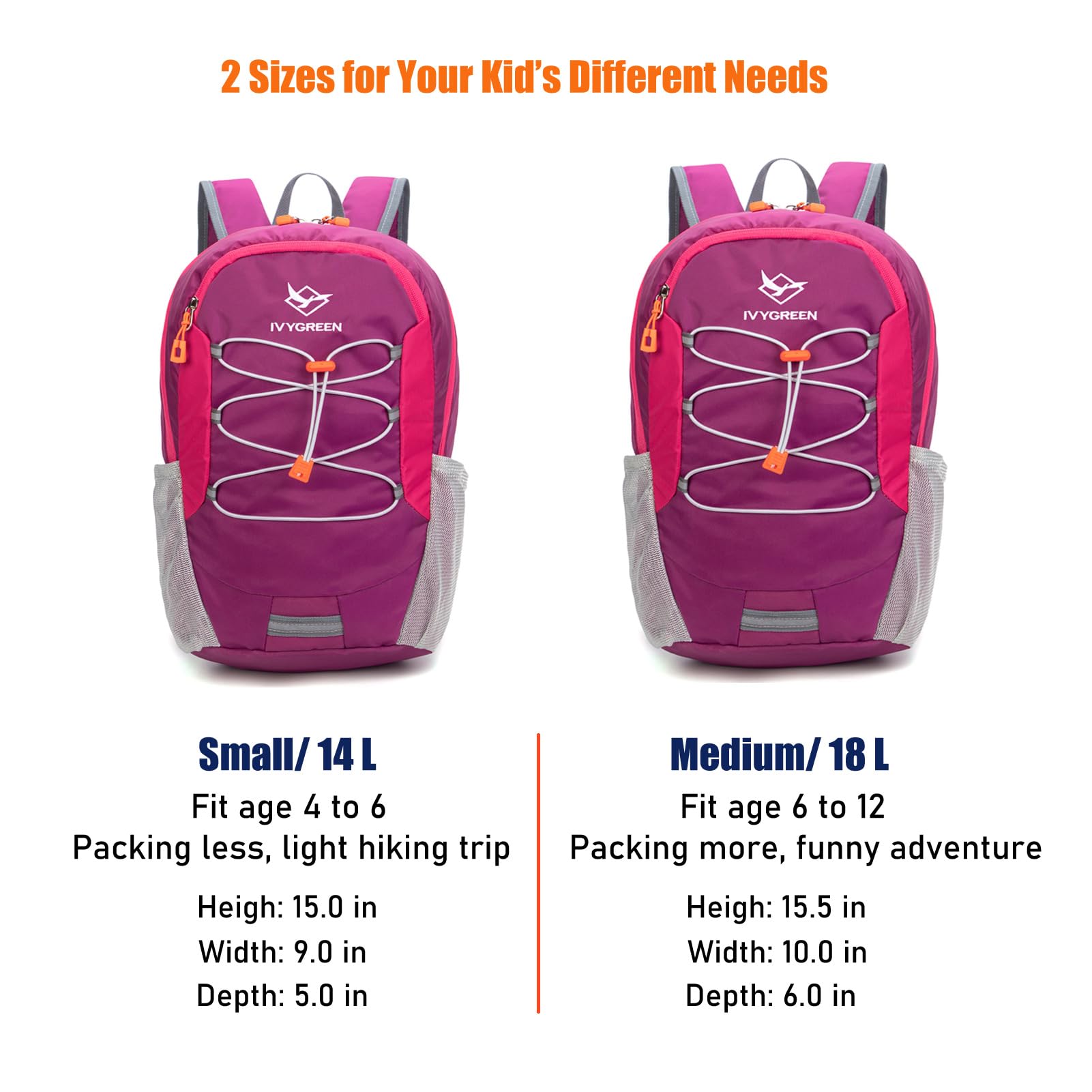 Kids Hiking Backpack for Boys & Girls - Lightweight Small Daypack for Camping, Travel, School & Outdoor Adventures (Purple, Small) - Perfect for Day Trips, Nature Walks & Family Vacations