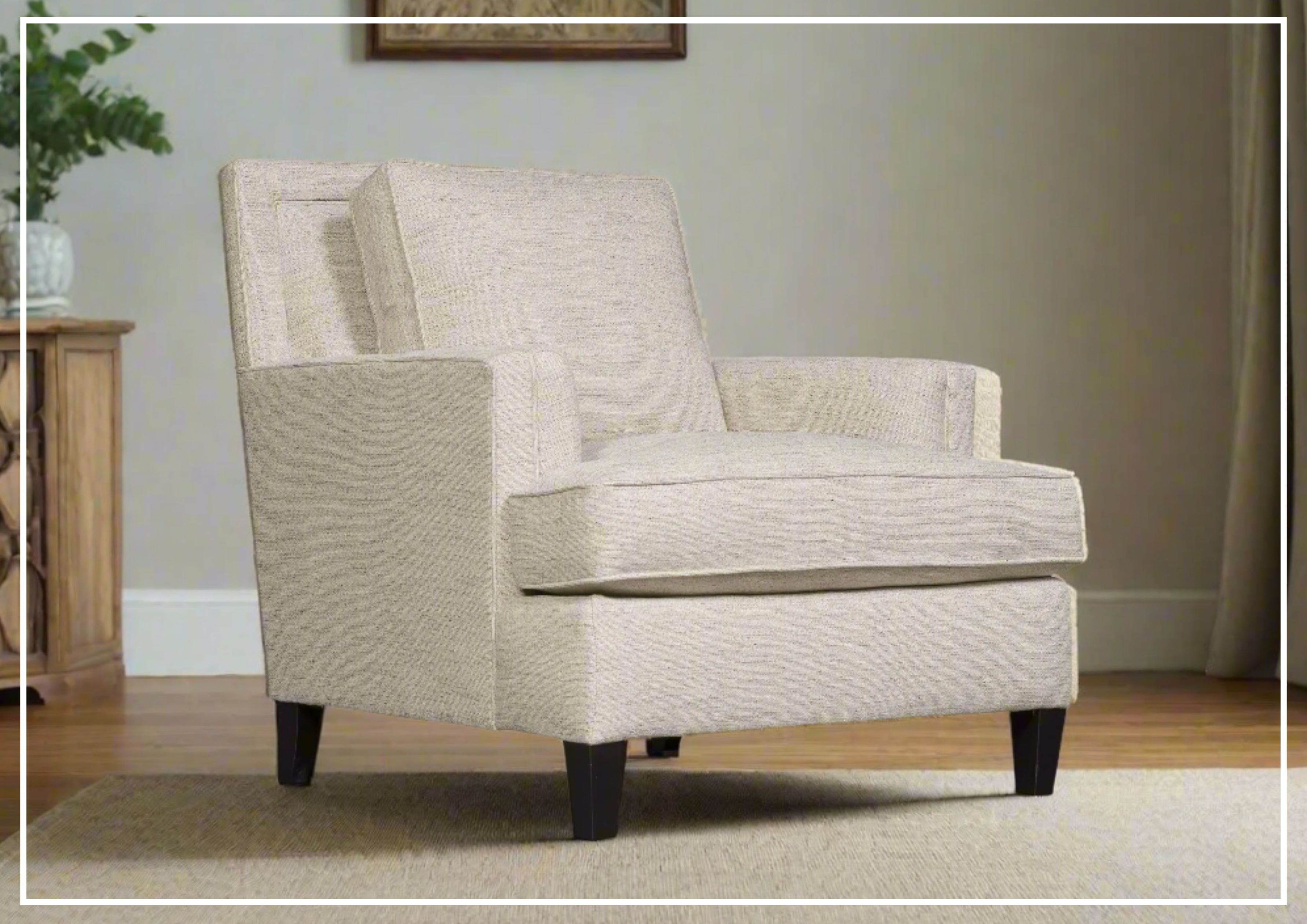 Bernhardt Addison Cream Upholstered Chair - Elegant Living Room Accent for Home & Office Decor