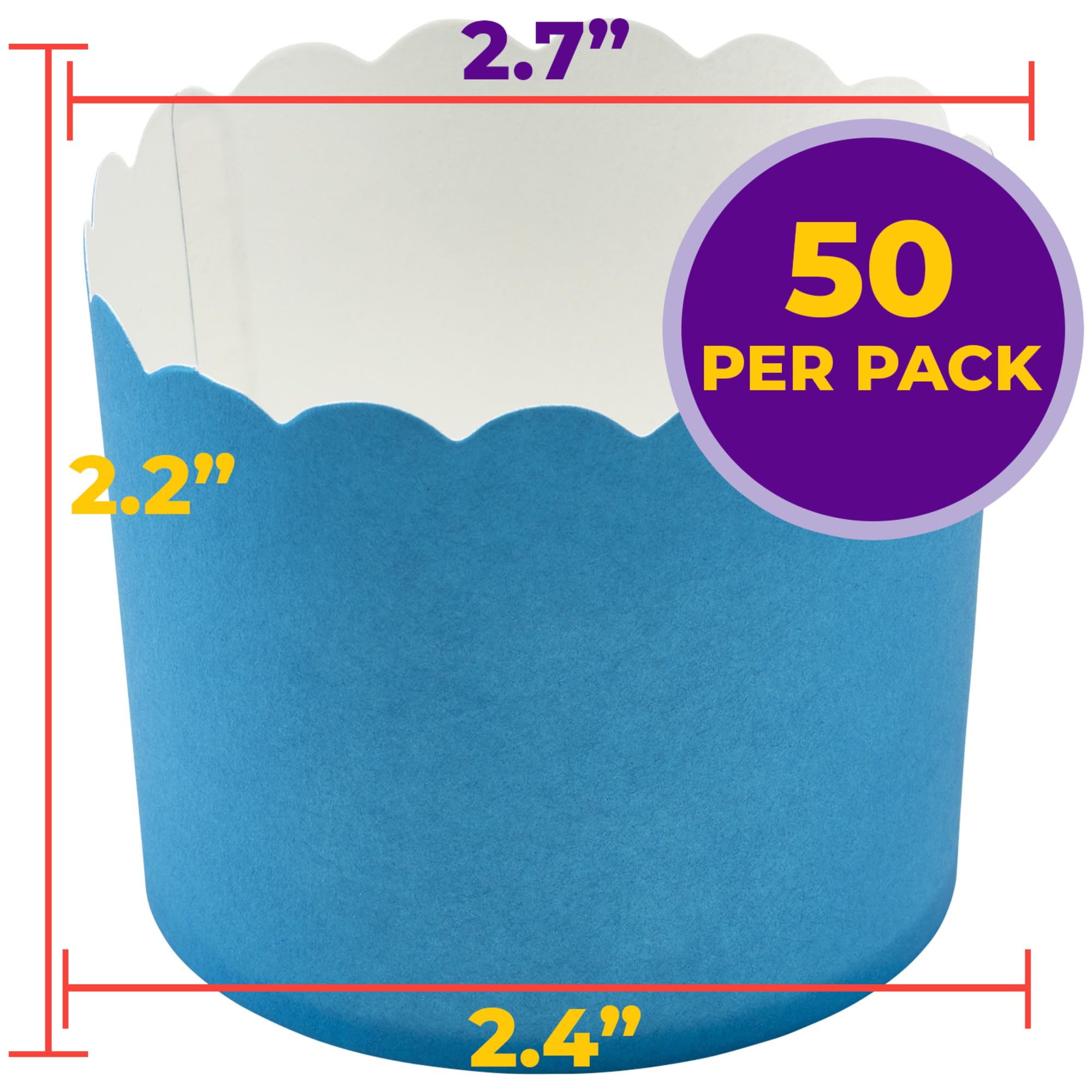 DecoPac Blue Scalloped Baking Cups - 50 Count Oven Safe Cupcake Liners with Delicate Edges for Perfect Cupcakes, Muffins & Party Desserts | Ideal for Baking, Birthday Parties & Holiday Treats