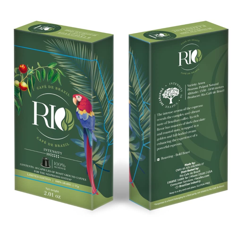 Rio Cafe Dark Roast Espresso Pods (50ct) - Nespresso Compatible for Rich Chocolate Flavor