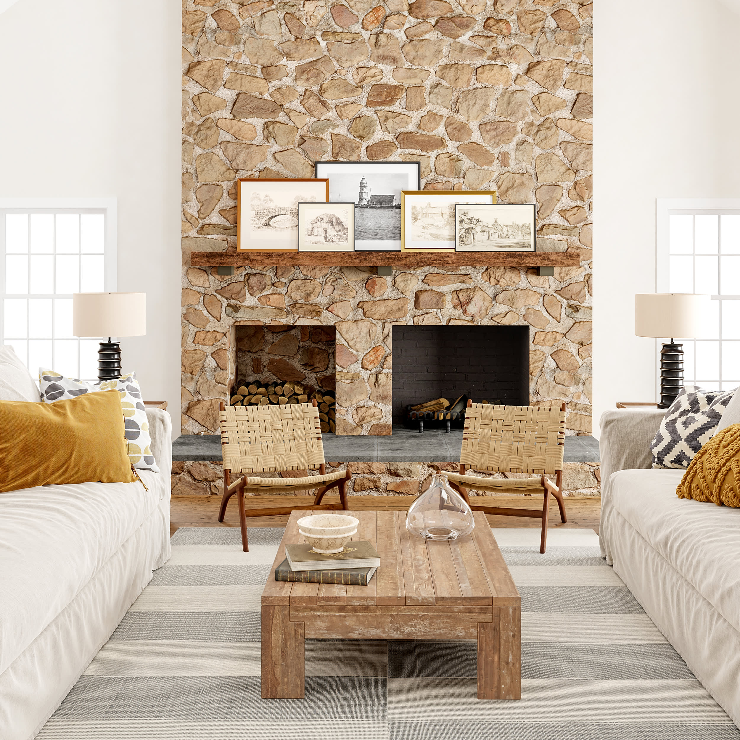 Boxelder Checked Cotton Rug - Soft & Durable Grey Area Rug for Living Room, Bedroom, or Office | Home Decor & Floor Covering