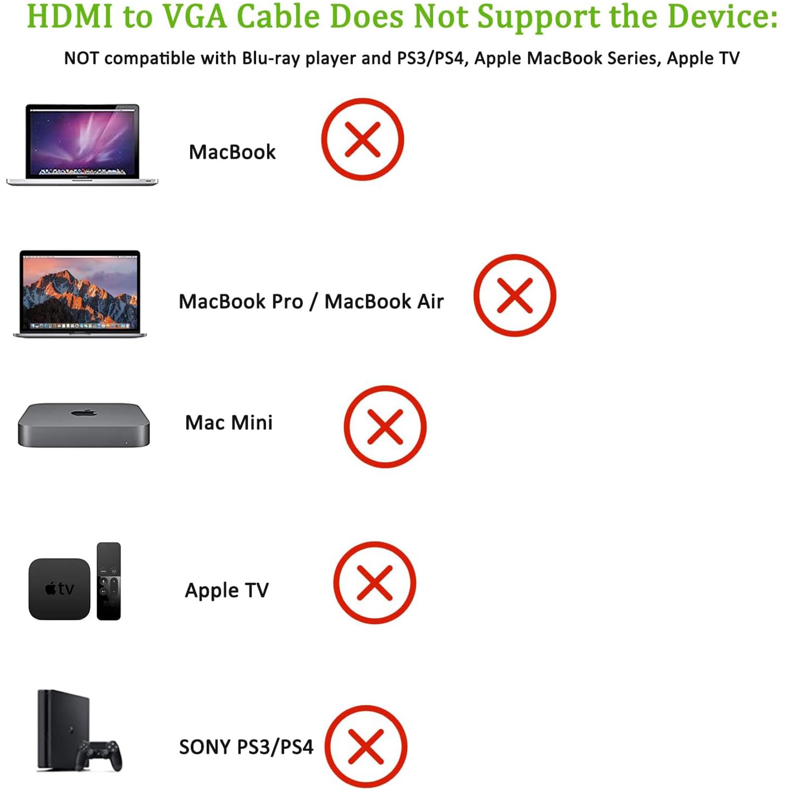 HDMI to VGA Cable 3FT, Male to Male Adapter for Raspberry Pi, Roku, PC, Laptop, Monitor, Projector, HDTV - Ideal for Home Office, Classroom, and Conference Room Setups