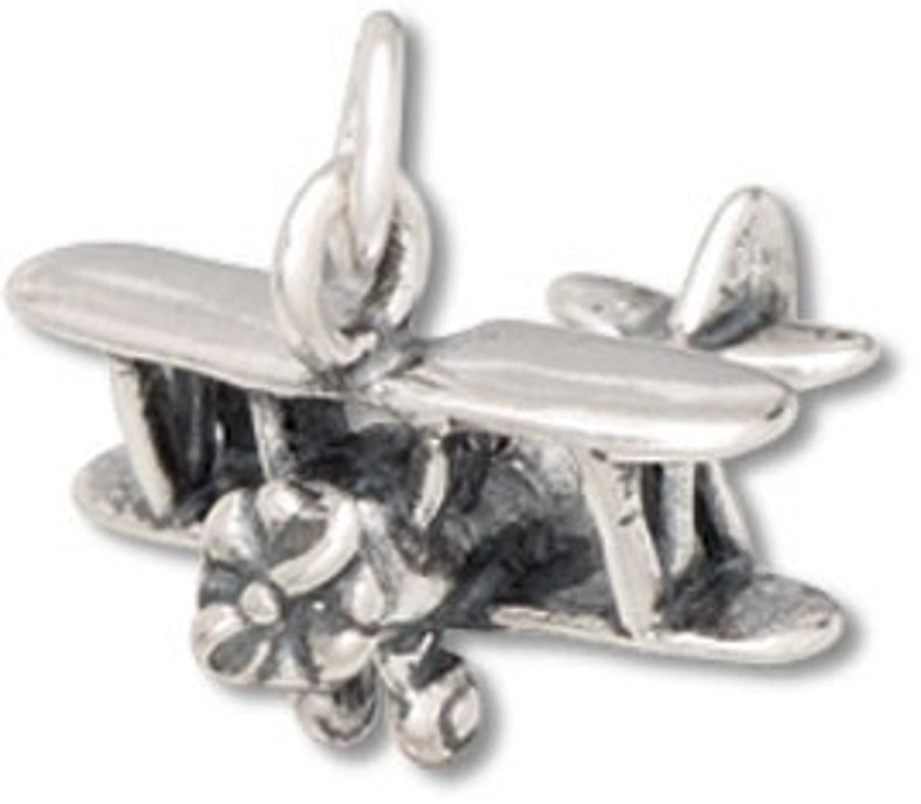Sterling Silver 1.5mm Box Chain Necklace with 3D Biplane Airplane Pendant - Unisex Jewelry for Men & Women - Perfect for Aviation Enthusiasts, Pilot Gifts, and Everyday Wear