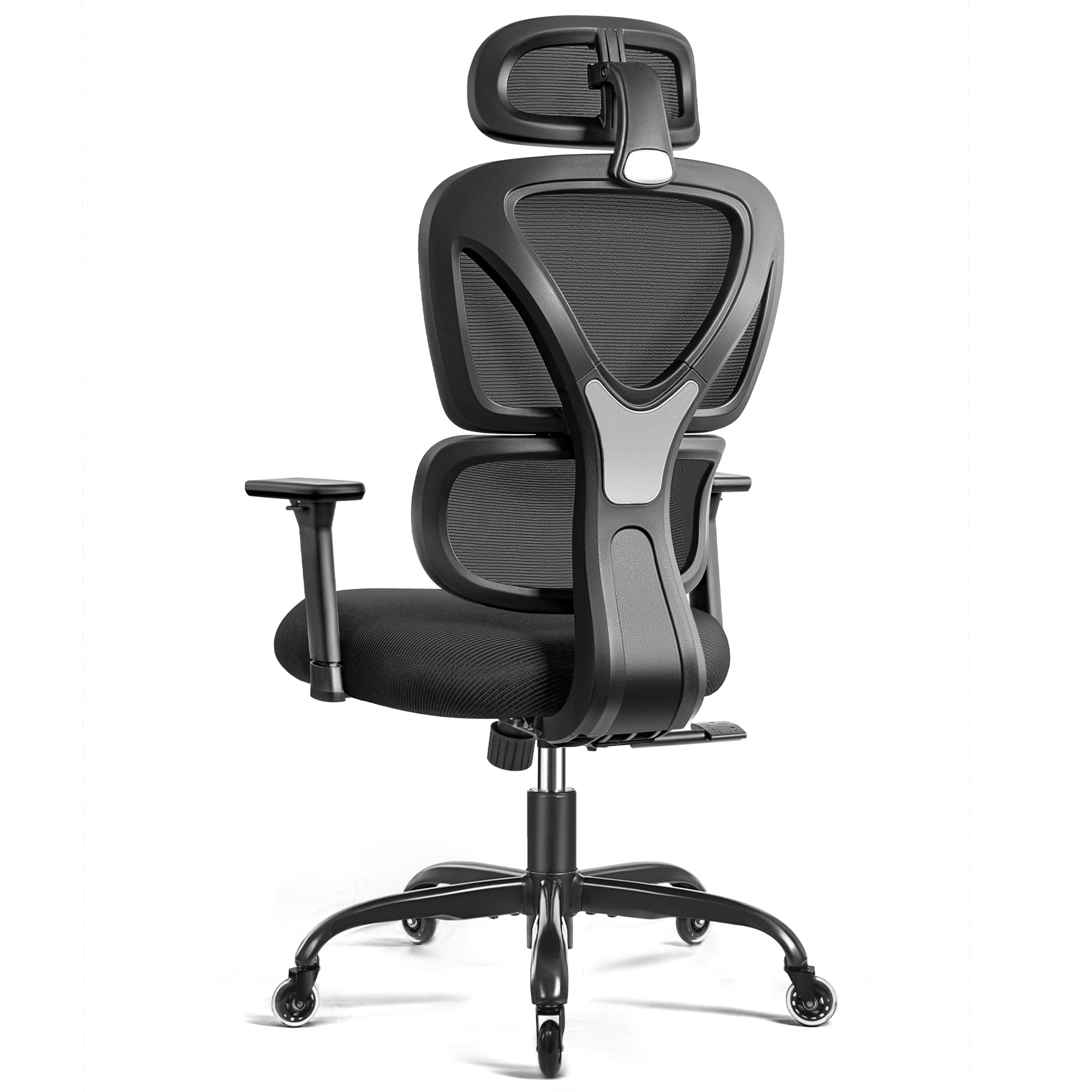 Ergonomic Office Chair with Adjustable Headrest, Lumbar Support & Armrests - KERDOM High Back Desk Chair for Back Pain Relief, 330LB Weight Capacity (Model 9070F, Black) - Perfect for Home Office, Gaming & Long Work Sessions