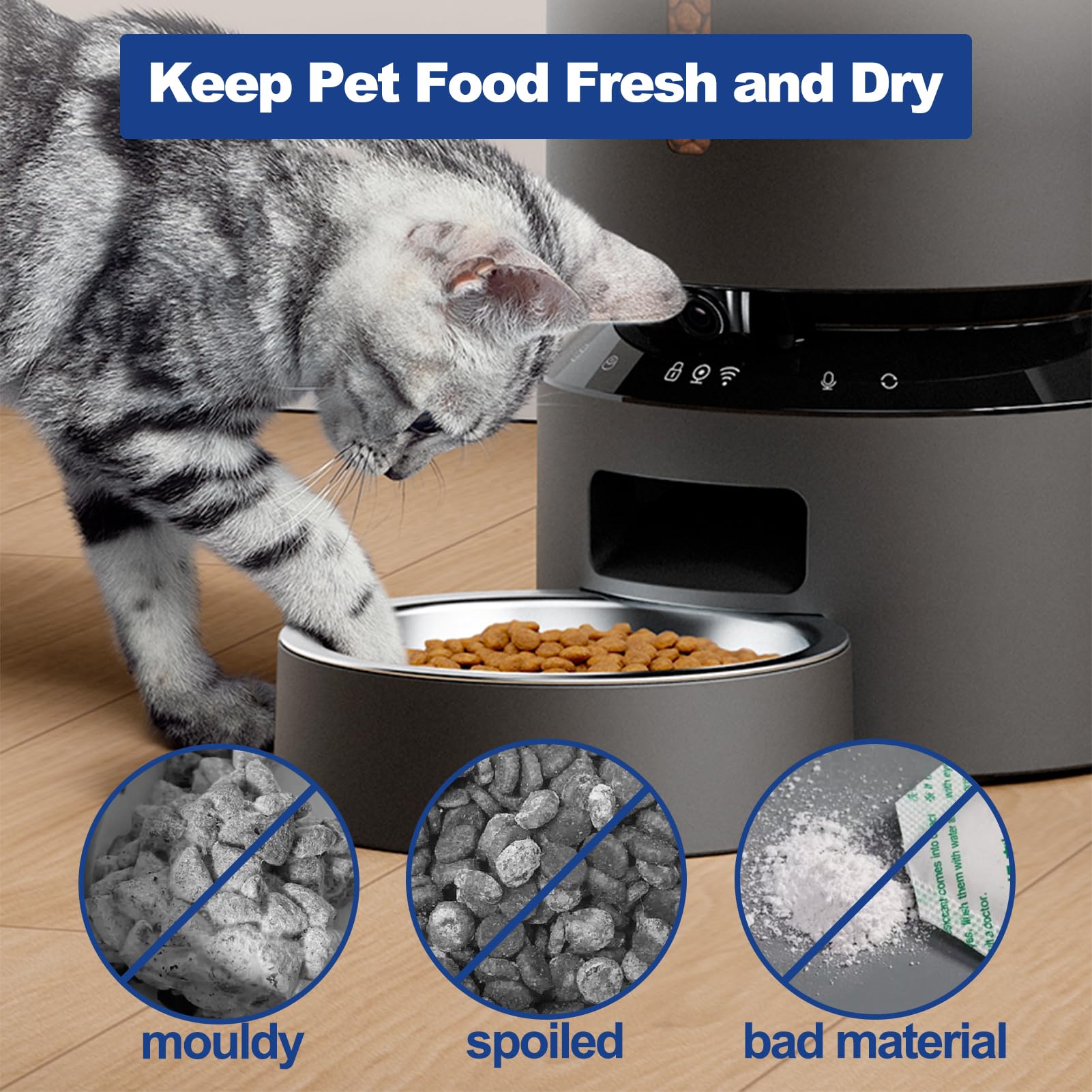 12 Pack Pet Food Desiccant Bags - Silica Gel, Deoxidizer & Activated Carbon for Petlibro Automatic Cat Feeder | Keep Dry & Fresh | Ideal for Storage Containers, Travel & Bulk Food Preservation
