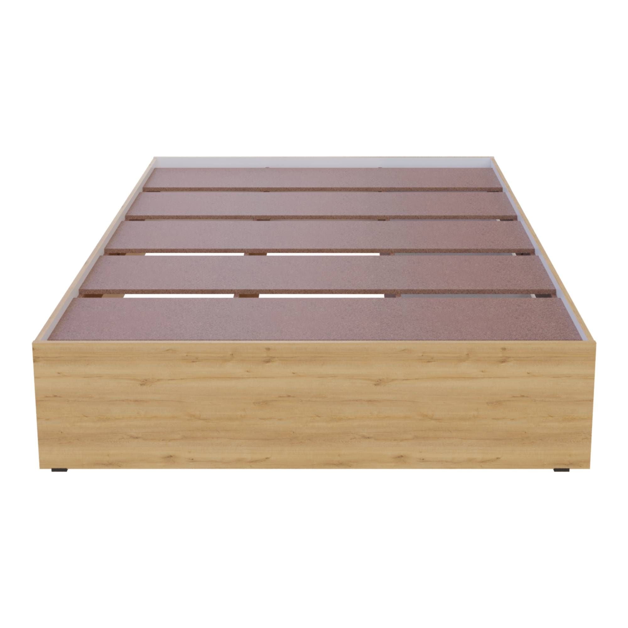 Chicago Bed Frame with Headboard and Storage - 140x190cm Double Size, White - Perfect for Small Bedrooms & Guest Rooms