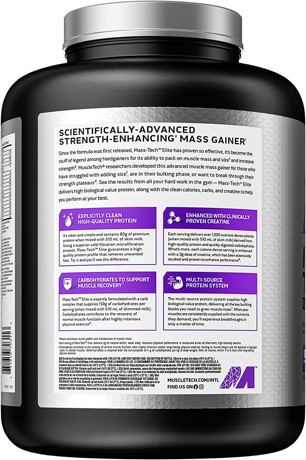 MuscleTech Performance Series Mass Tech Weight Gainer Protein Powder - Chocolate Flavor, 3200g for Muscle Growth & Recovery | Post-Workout & Bulking Supplement
