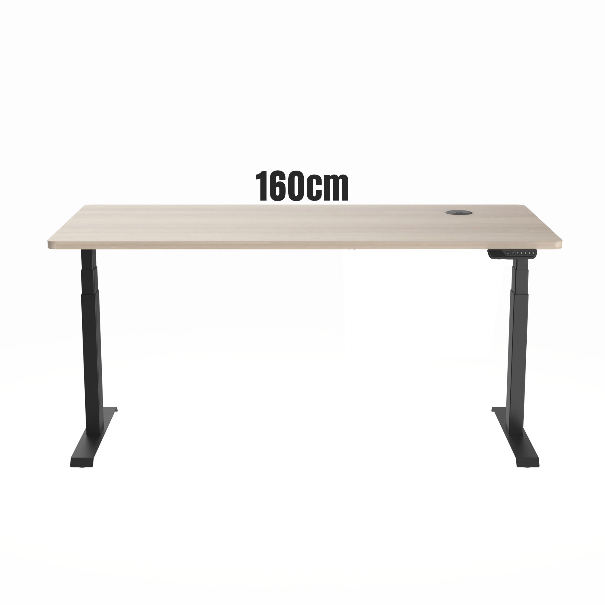 MARLO Single Workstation with Adjustable Height Lift - 1.6M Height Adjustable Standing Desk in Premium Oak & Black Finish - Perfect for Home Office, Study, and Workspace Ergonomics