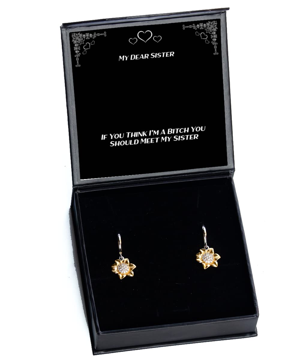 Funny Sister Sunflower Earrings - Hilarious Gift for Big Sister | Perfect for Birthdays, Sister Day & Matching Jewelry