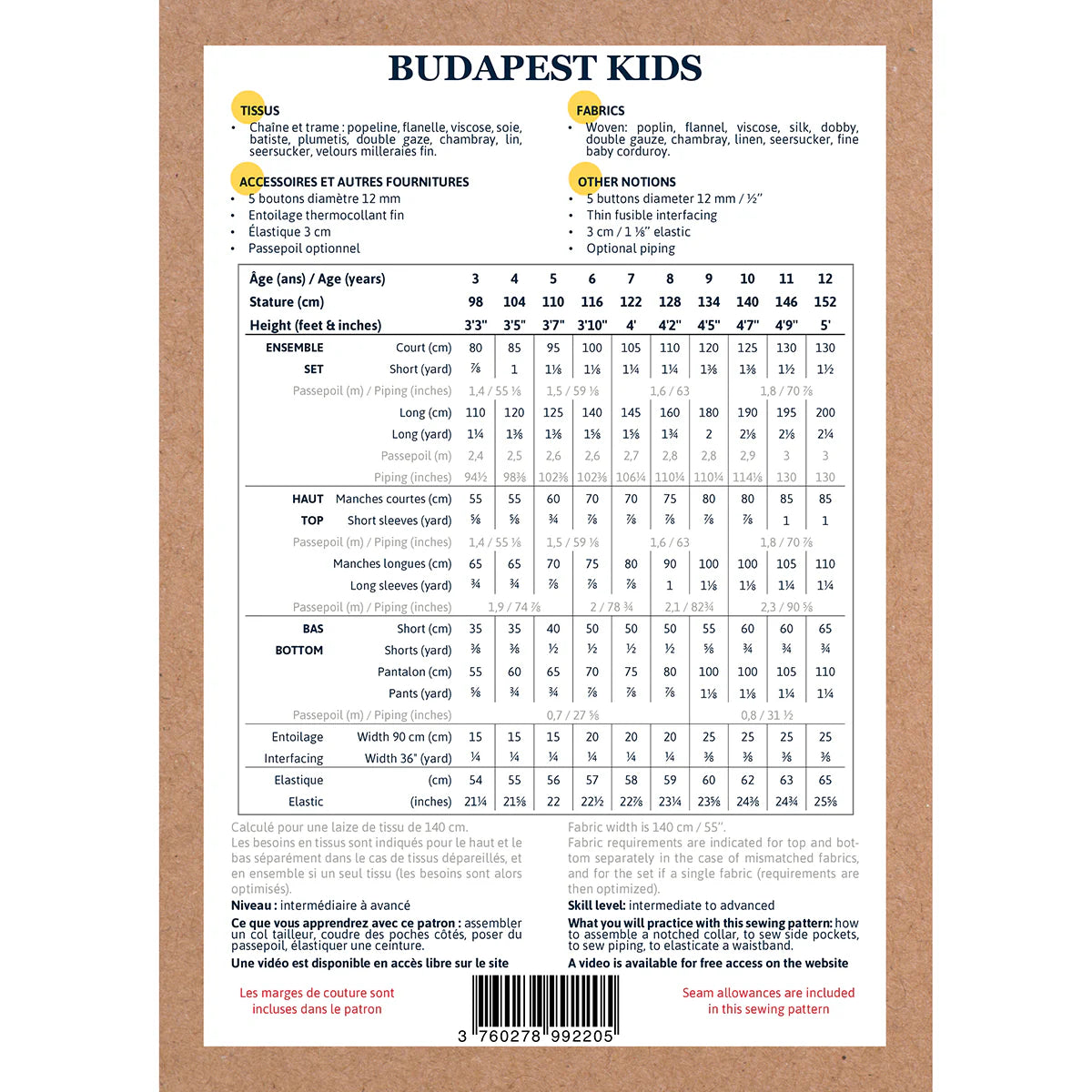 Budapest Pajama Pattern for Kids Ages 3-12 Years | Comfortable Sleepwear for Boys & Girls | Perfect for Bedtime, Lounging & Sleepovers