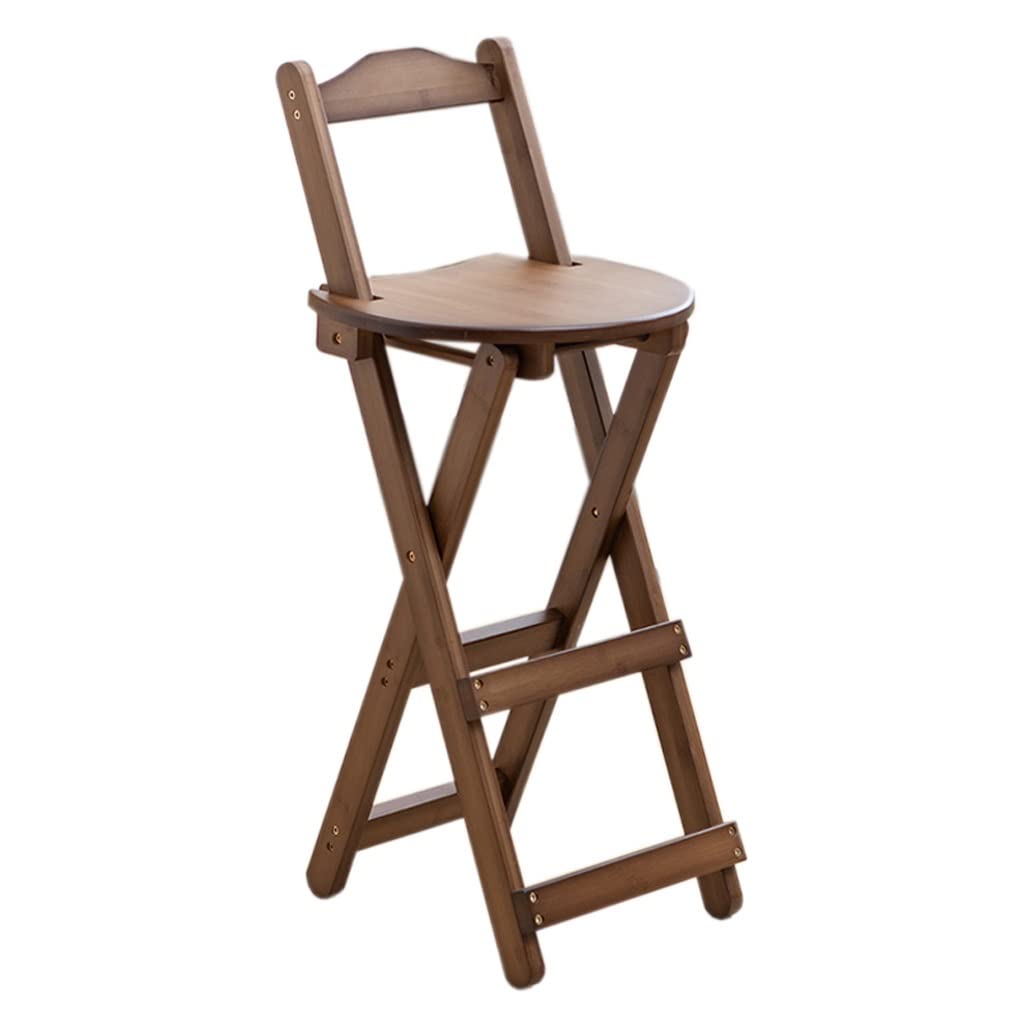 **Foldable Bamboo Bar Stool with Backrest & Footrest - Wooden High Chair for Kitchen Counter, Breakfast Nook & Dining - Space-Saving Stool for Small Spaces, Restaurants & Outdoor Use**