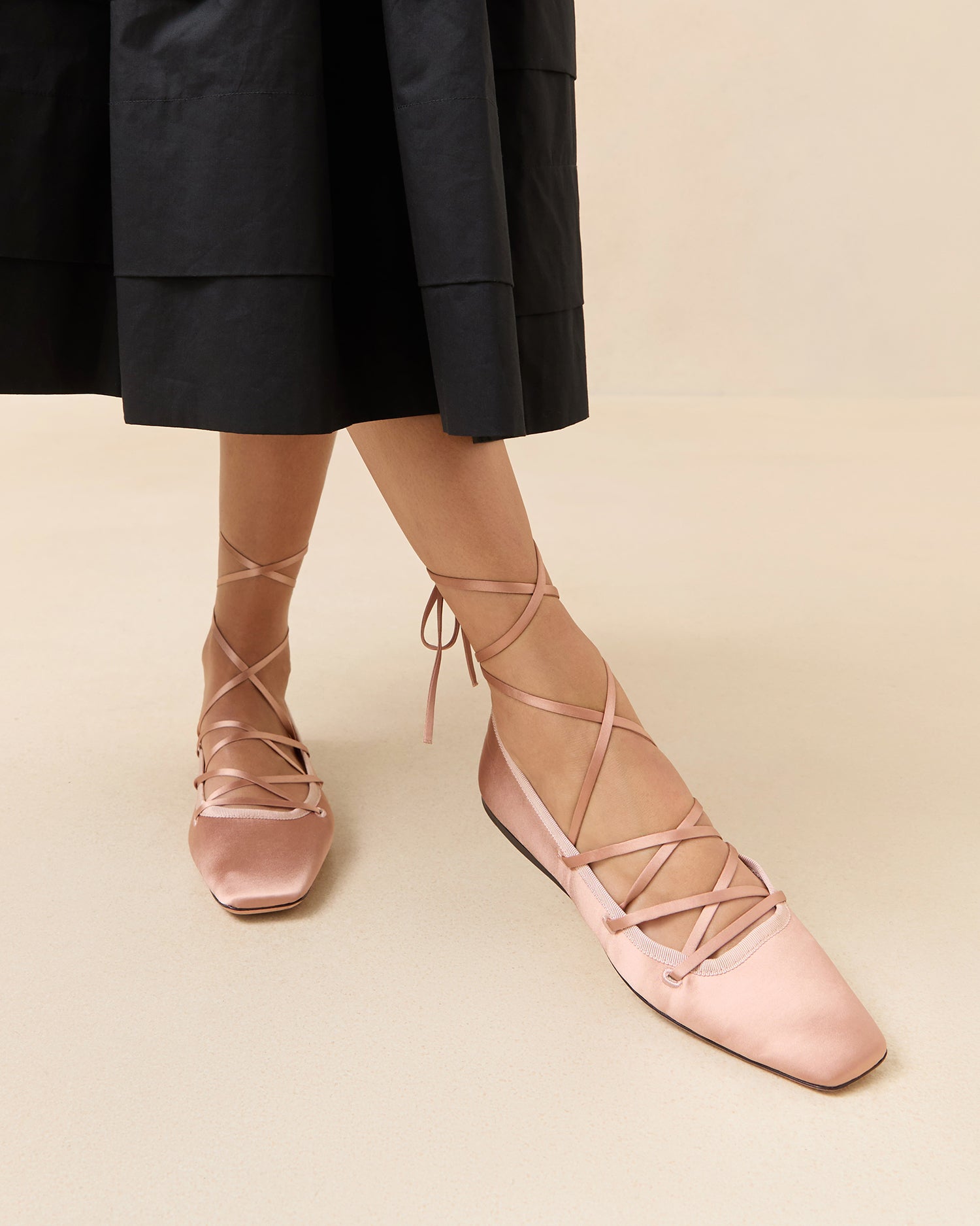 Louisa Blush Lace Up Ballet Flats for Women - Comfortable Soft Leather Ballet Shoes with Breathable Design - Perfect for Work, Weddings & Casual Outfits