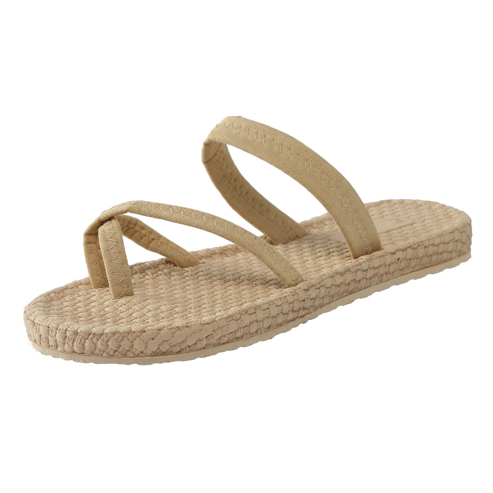 Women's Comfortable Flat Thong Slippers - Natural Rubber Flip Flops for Beach, Pool & Home - Soft Espadrille Sandals for Summer Wear