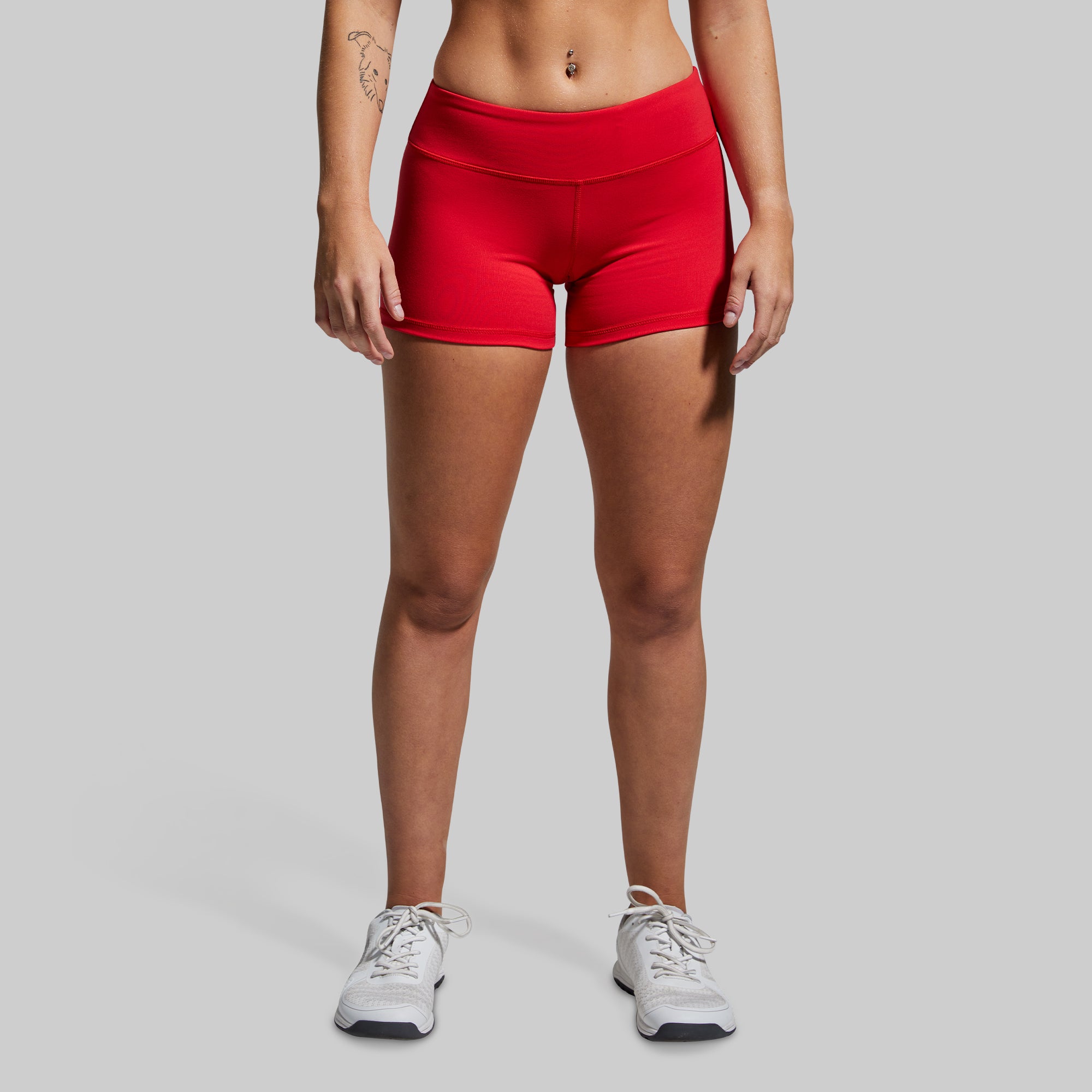 Renewed Vigor Booty Shorts 2.0 - High Waist Workout Shorts for Women, Red - Perfect for Gym, Running, Yoga & Fitness Training