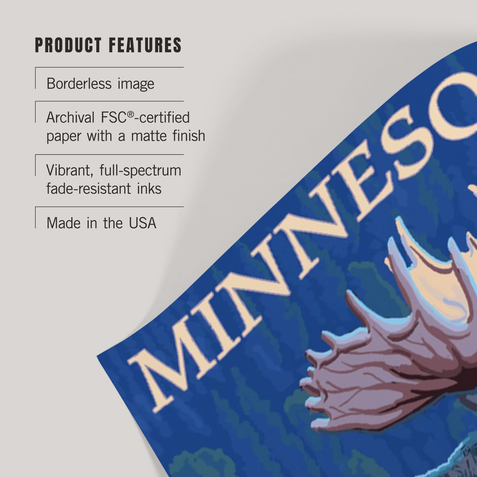 Lantern Press 16x24 Inch Giclee Art Print - Minnesota Moose at Night Wall Decor - Perfect for Living Room, Bedroom & Office