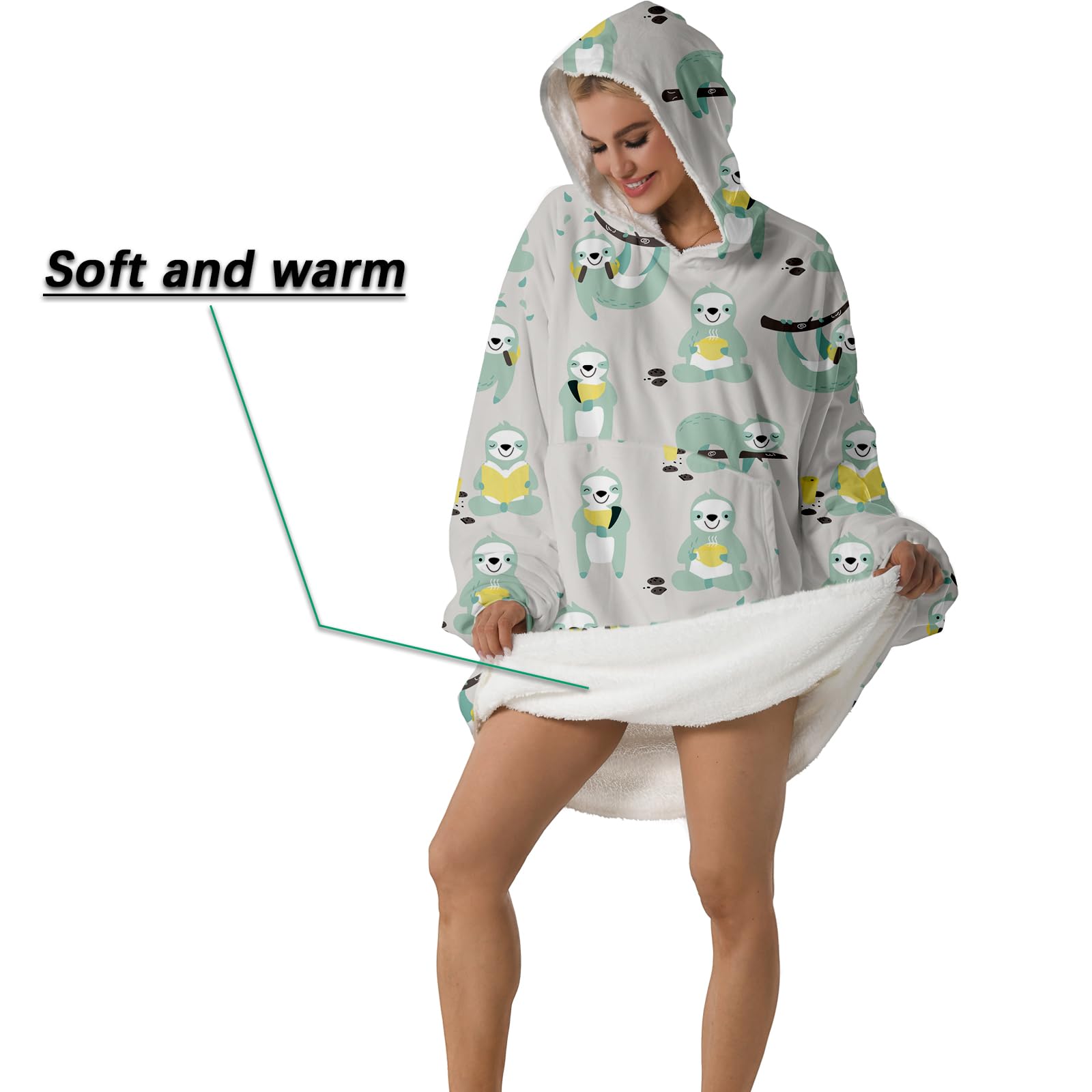 Darrenvan Wearable Blanket Hoodie - Oversized Fleece Hooded Sweatshirt with Pocket, Soft Plush Sherpa Lining for Ultimate Warmth & Comfort | Perfect for Lounging, Camping, Movie Nights & Cold Weather