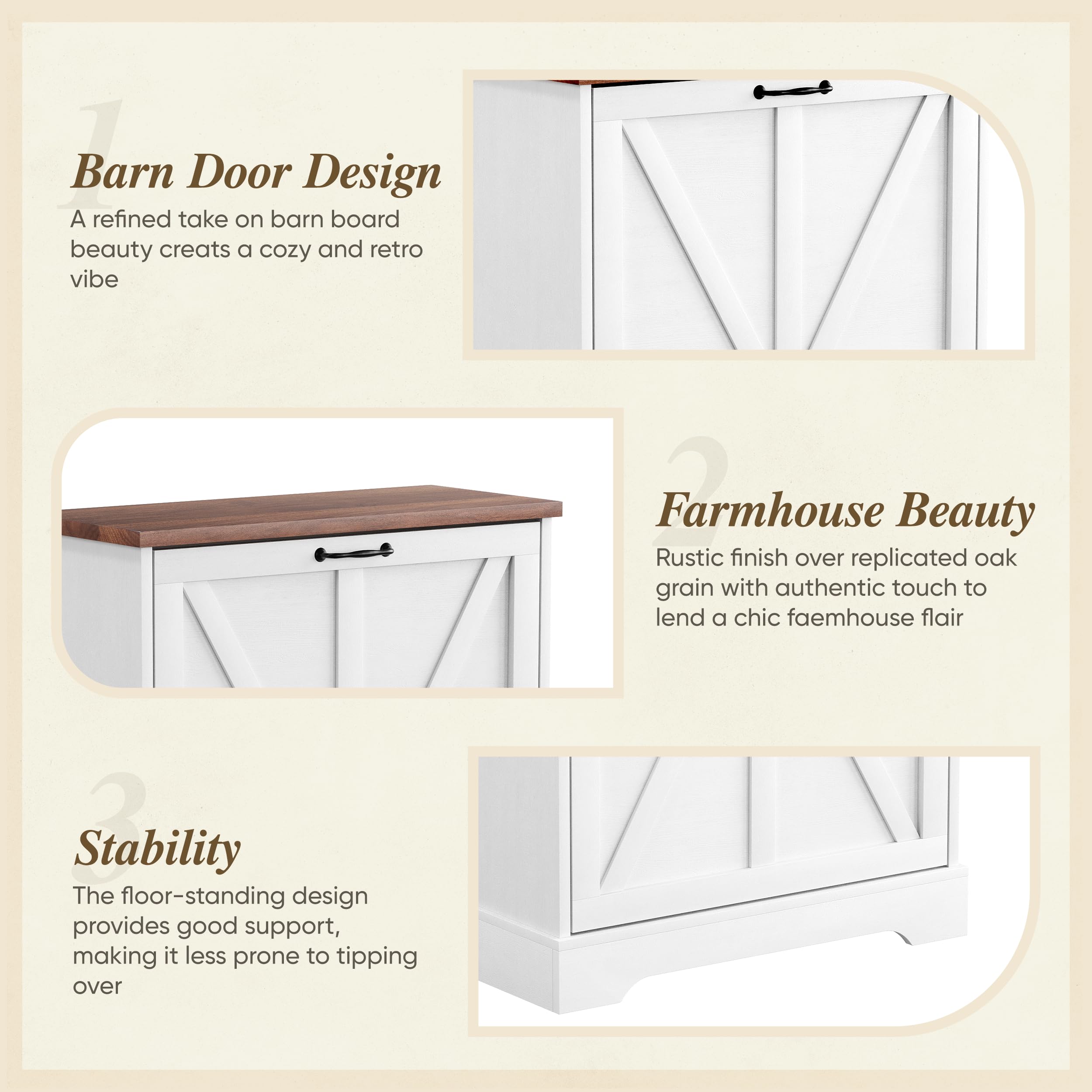 Semiocthome Farmhouse Shoe Storage Cabinet with 2 Flip Drawers - 23.6