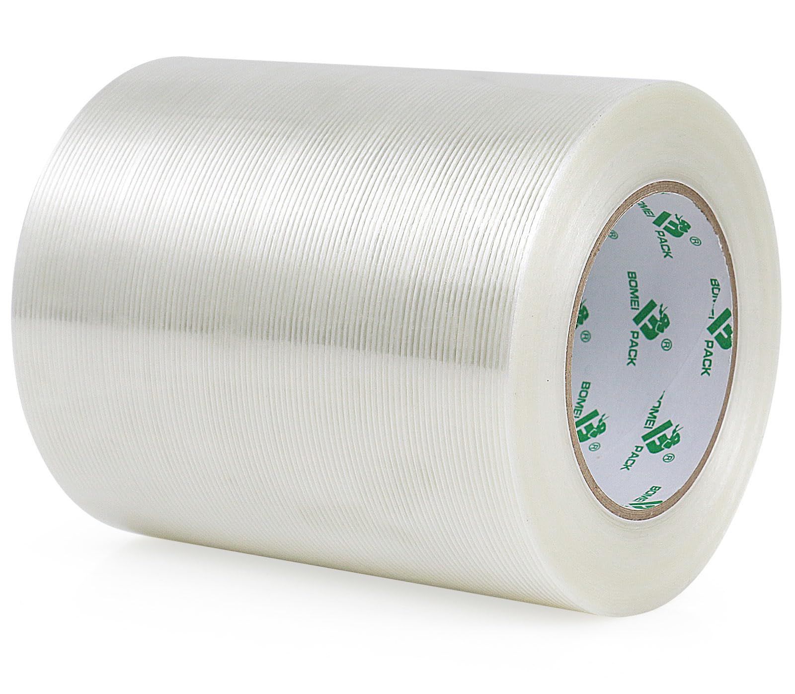 BOMEI PACK 6-Inch Wide Heavy Duty Reinforced Strapping Tape with Fiberglass Filament, 5.5Mil Thick, 60 Yards Roll - Perfect for Shipping Boxes, Moving, Storage & Industrial Packaging
