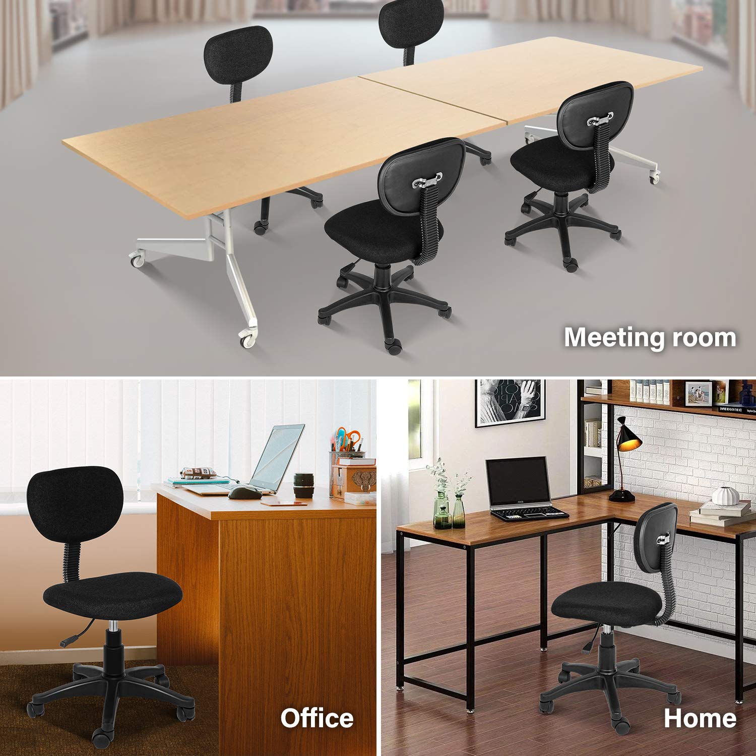 YSSOA Ergonomic Mesh Office Chair with Adjustable Lumbar Support, Swivel Wheels & Armrests - Black - Perfect for Home Office, Gaming & Workspace Comfort