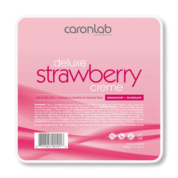 Caronlab Strawberry Scented Hard Wax for Hair Removal - 500g - Professional Waxing Kit for Smooth Skin at Home or Salon