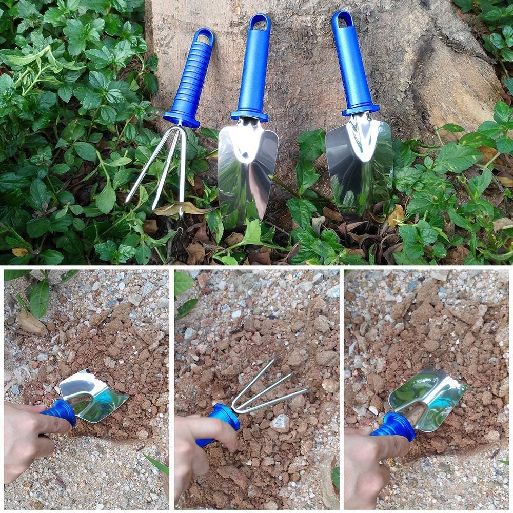 14-Piece Stainless Steel Garden Tools Set with Ergonomic Handles - Trowel, Rake, Weeder, Pruner, Shears & Sprayer - Perfect Gardening Gifts for Women & Men - Includes Durable Carrying Case (Blue) - Ideal for Home Gardening, Landscaping & Outdoor Planting Projects