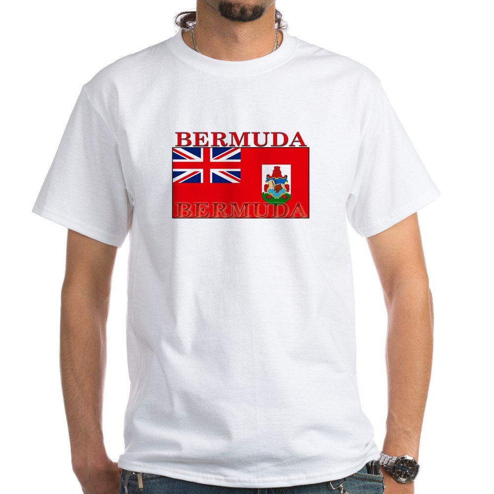 Bermuda Flag White Cotton T-Shirt for Men & Women - Comfortable Casual Tee for Beach Vacation, Island Travel & Patriotic Events