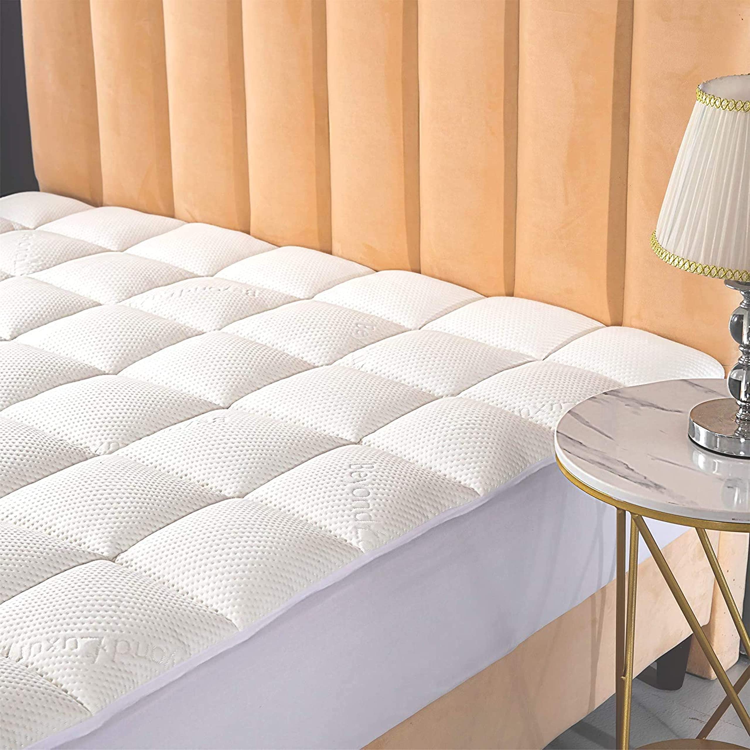Cooling Bamboo Mattress Pad with Fitted Skirt - Ultra Soft Hypoallergenic Rayon from Bamboo Topper for Twin XL Bed | Temperature Regulating Mattress Protector for Hot Sleepers | Perfect for Summer Nights & Guest Rooms