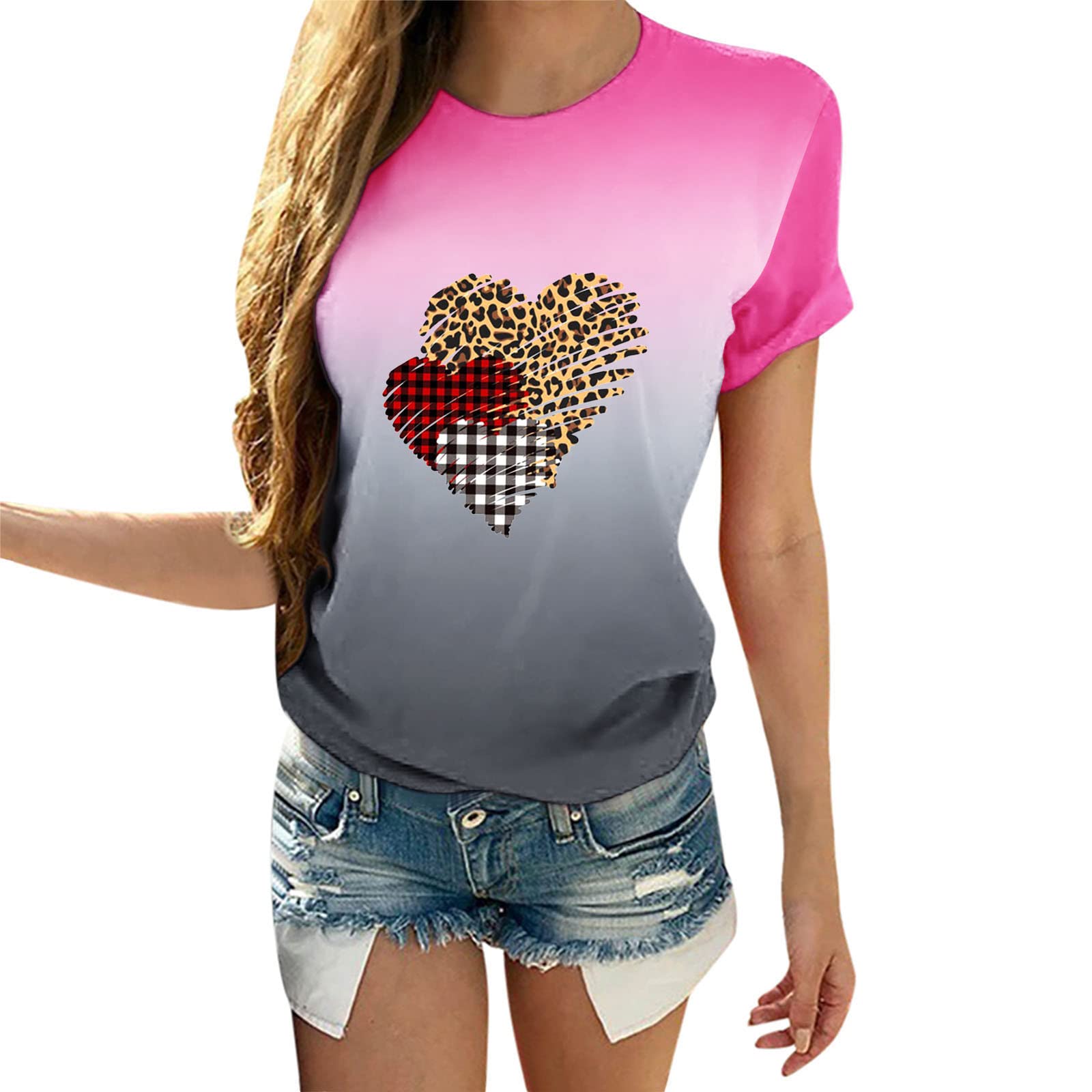 Valentine's Day Matching Couple T-Shirts - Romantic Love Heart Tie-Dye Print Short Sleeve Tops for Women & Men | Perfect Wedding Anniversary Gifts for Couples | Date Night, Proposal, Honeymoon Outfits