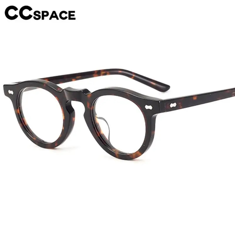 CCspace Unisex Full Rim Round Acetate Eyeglasses 57331 - Stylish & Lightweight Frame for Men & Women - Perfect for Reading, Work & Fashion Accessories