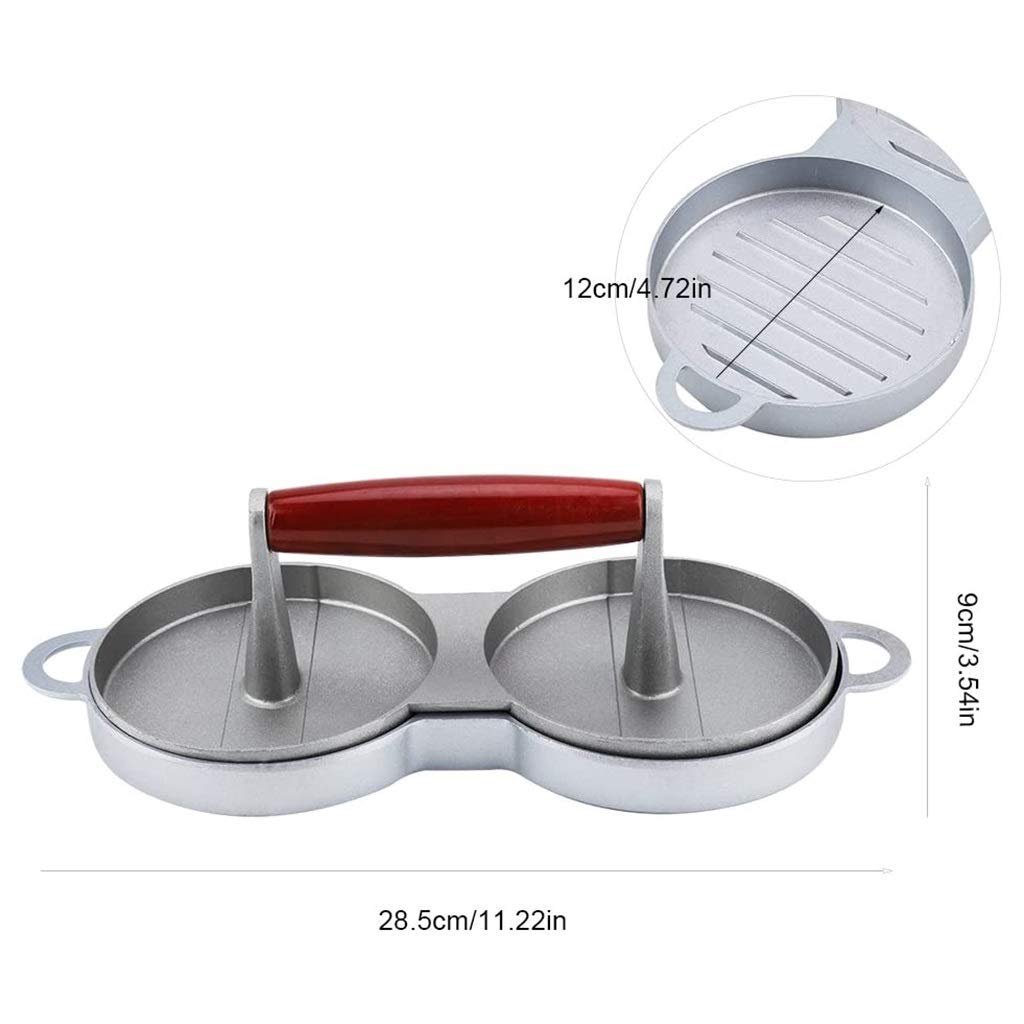 Premium Aluminum Double Burger Press - Non-Stick Hamburger Mold Patty Maker for BBQ, Beef, Veggie & Meat Patties | Perfect for Grilling, Camping & Backyard Cookouts