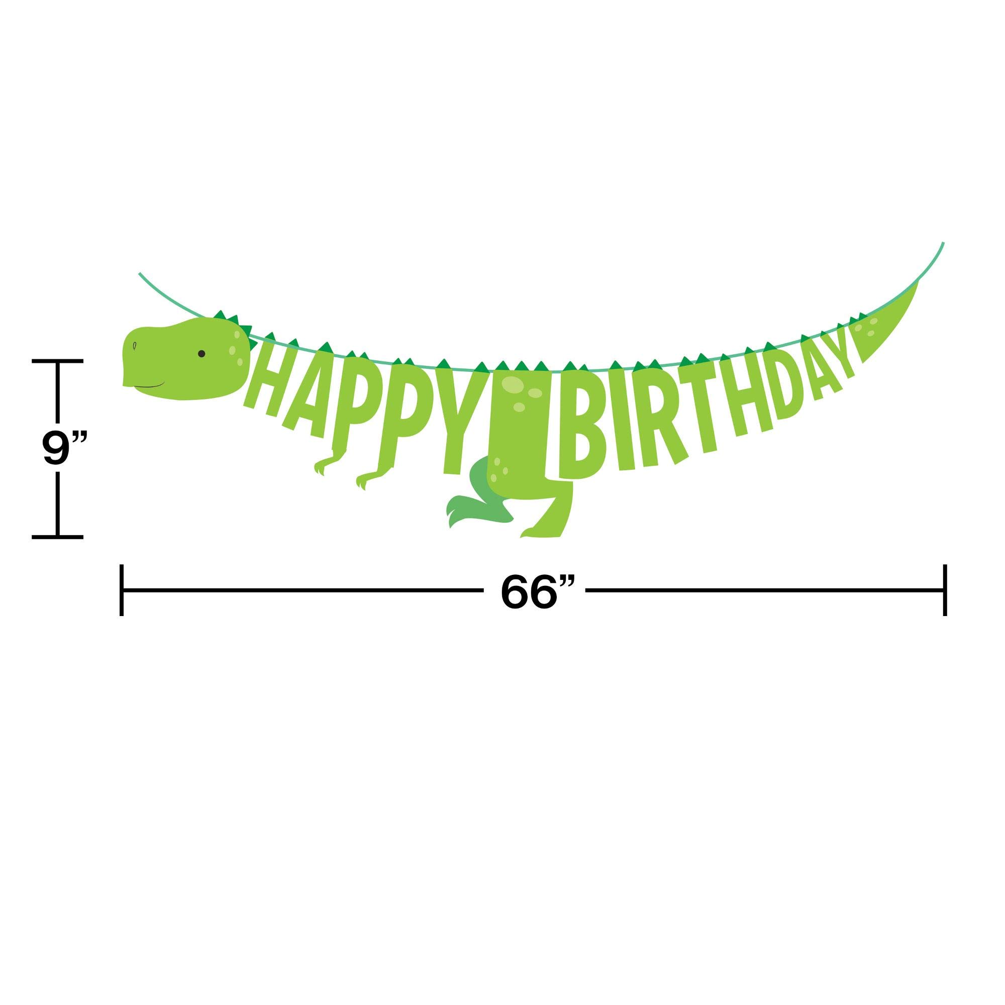 12-Pack Green Happy Birthday Dinosaur Party Banner - 66 Inch Dino Themed Decorations for Boys Birthday Party | Perfect for Kids Room, Classroom Decor & Dinosaur Theme Celebrations
