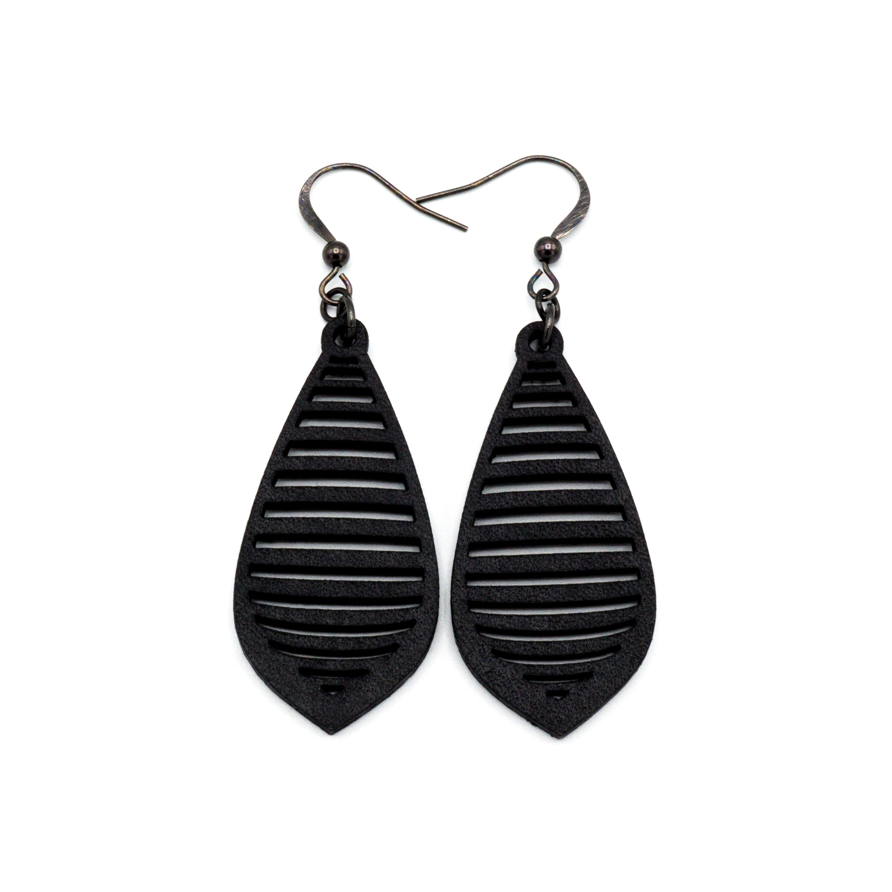 Gem Point 12 [S] Black Leather Earrings - Stylish Boho Accessories for Women, Perfect for Parties, Weddings & Everyday Wear