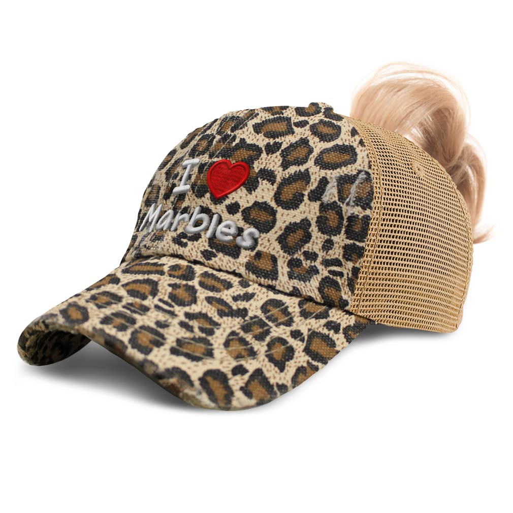 Custom Women's Ponytail Baseball Cap - Love Marbles Red Heart Design for Hobbyists & Lovers | Perfect for Outdoor Activities, Sports & Casual Wear