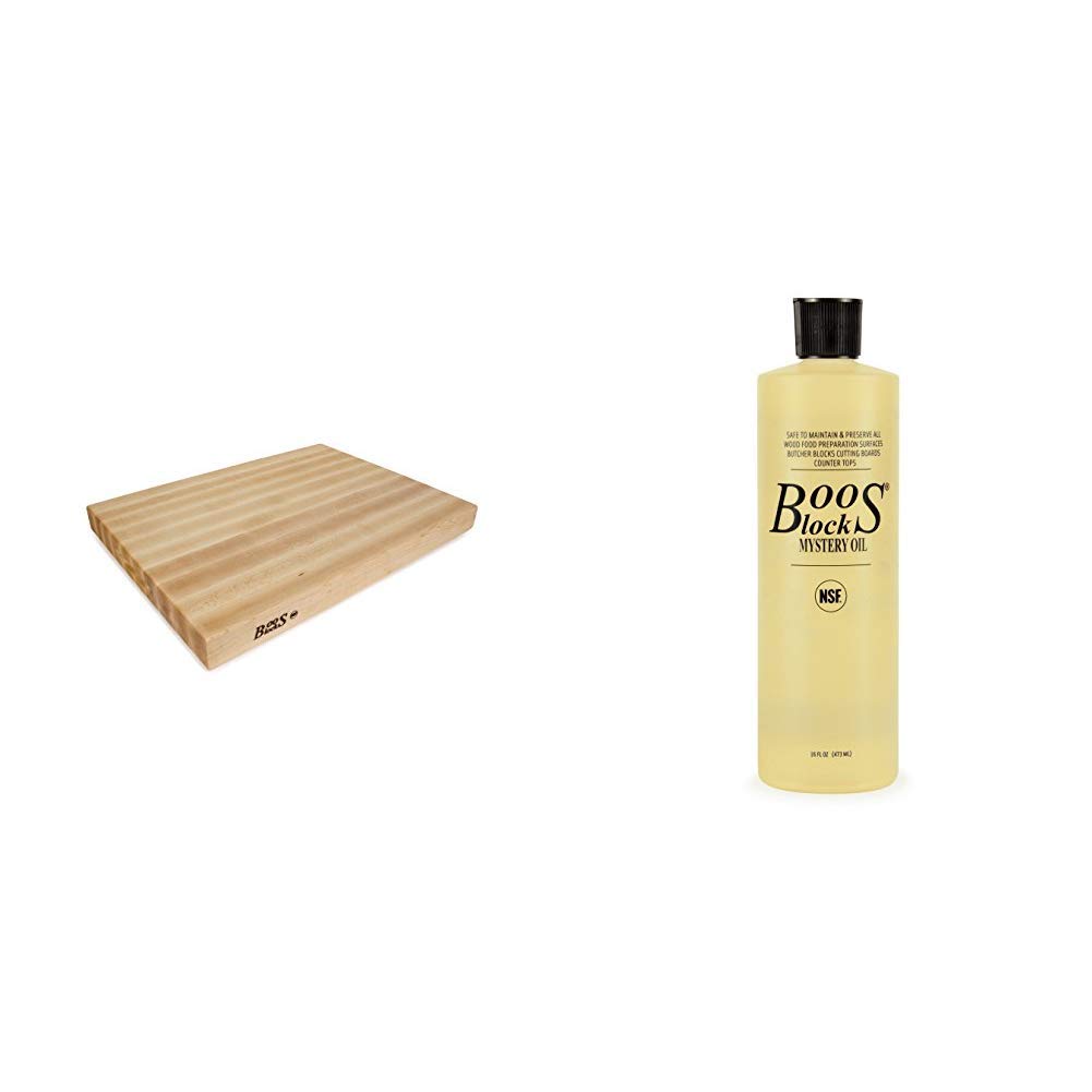 John Boos RA03 Maple Wood Edge Grain Reversible Cutting Board 24x18x2.25 Inches - Premium Butcher Block for Kitchen, Charcuterie & Meat Cutting - Includes Mystery Butcher Block Oil for Maintenance