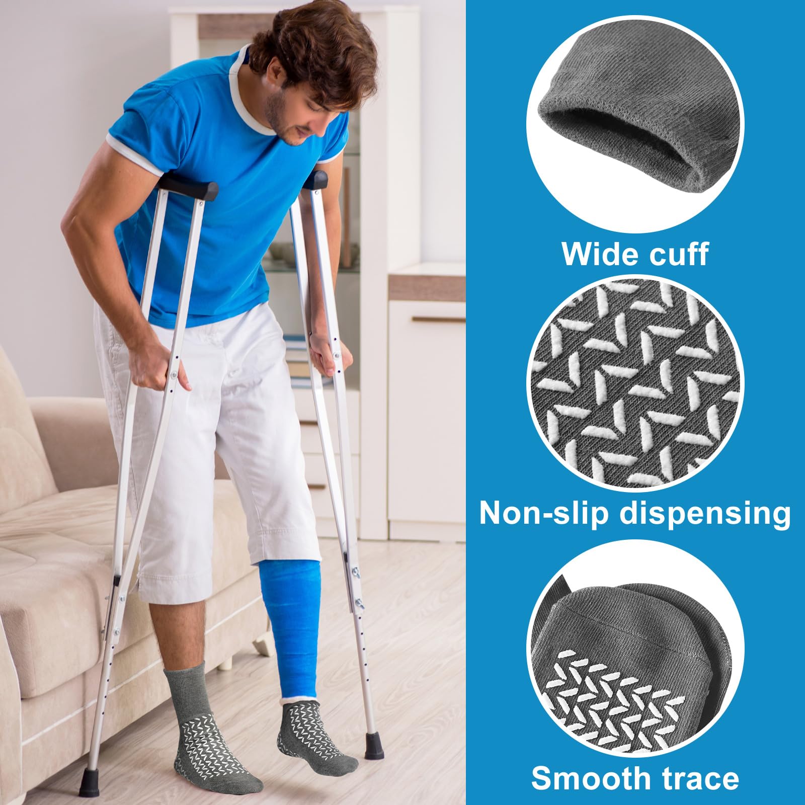 Non-Slip Hospital Socks with Grips - 10 Pairs Anti-Slip Slipper Socks for Women & Men, Fall Prevention, Comfortable for Patients & Elderly - Perfect for Hospital Stay, Home Recovery and Nursing Care